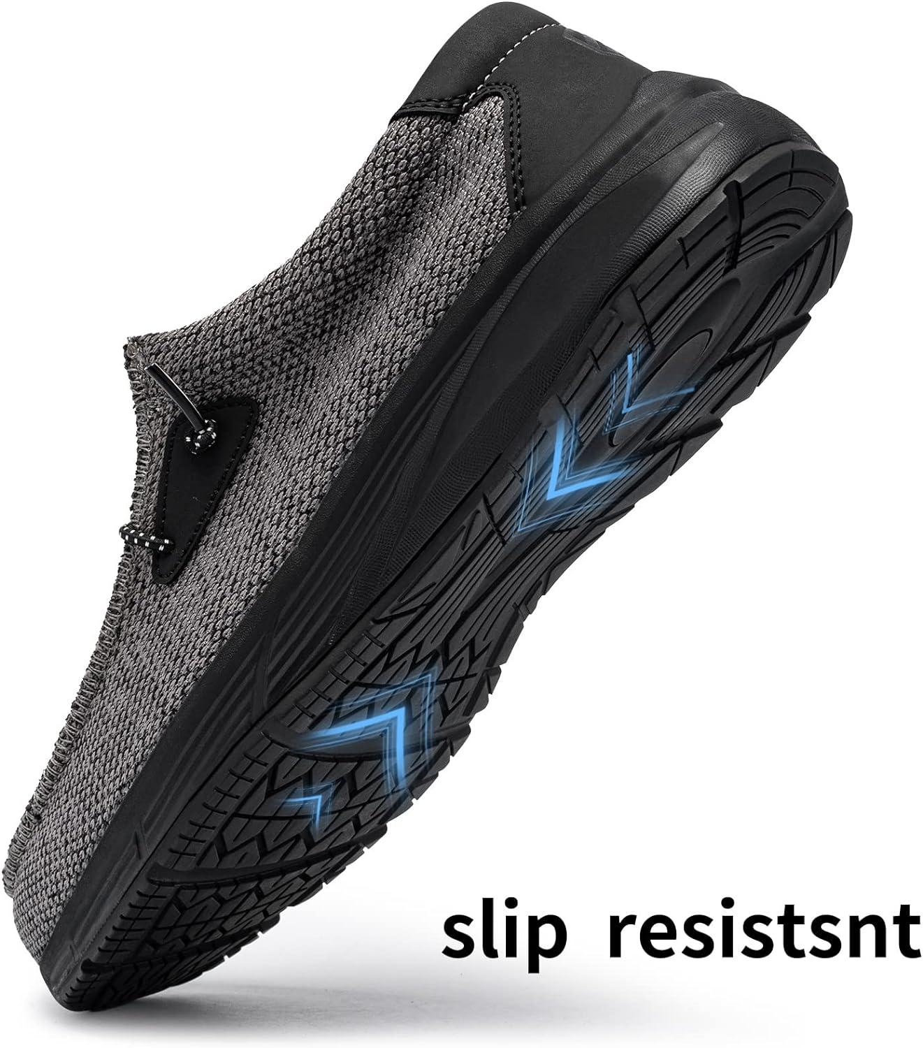 Mens Non Slip Work Shoes Slip On Water Resistant Walking Sneakers Food  Service - Wide Diabetic Comfortable Slip Resistant Shoes Chef Kitchen Men