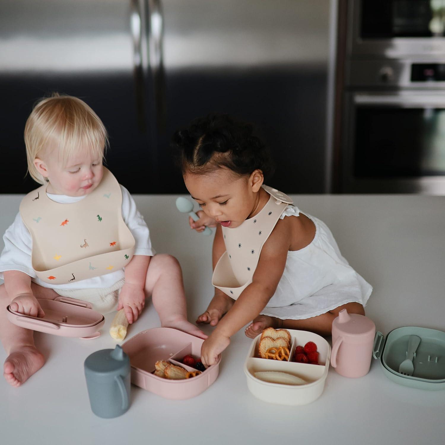 Mushie Baby Silicone Bib | Adjustable Waterproof Feeding Bib With Deep Pockets - BPA Free Clay | Buy Now With Express International Delivery - View #2
