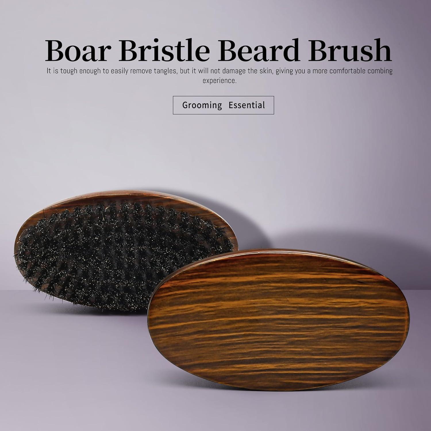 Beard Brush for Men Pure Boar Bristles Pocket Beard Brush Handle Made