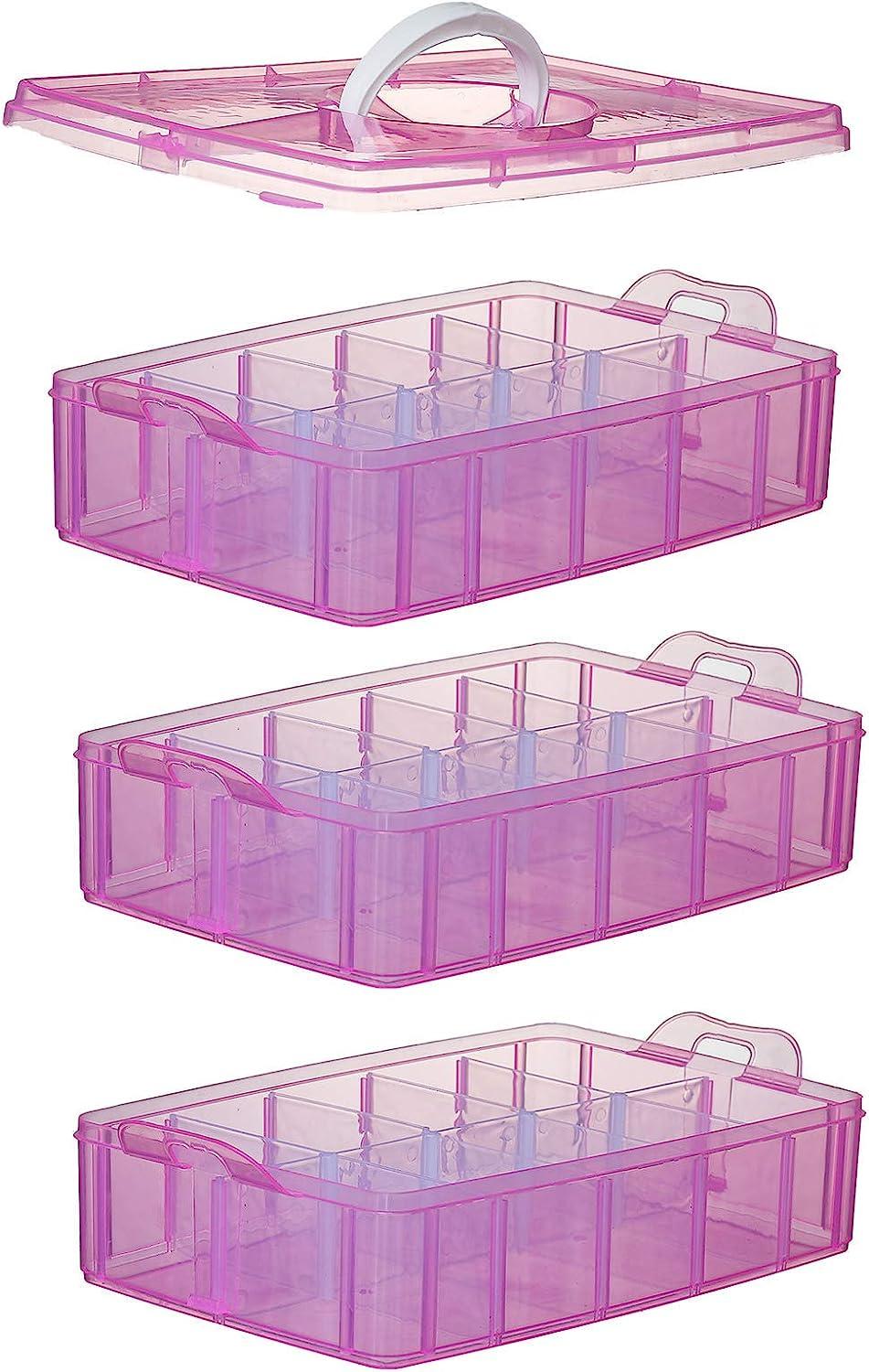 Storage box, 3 Compartments, Pink 