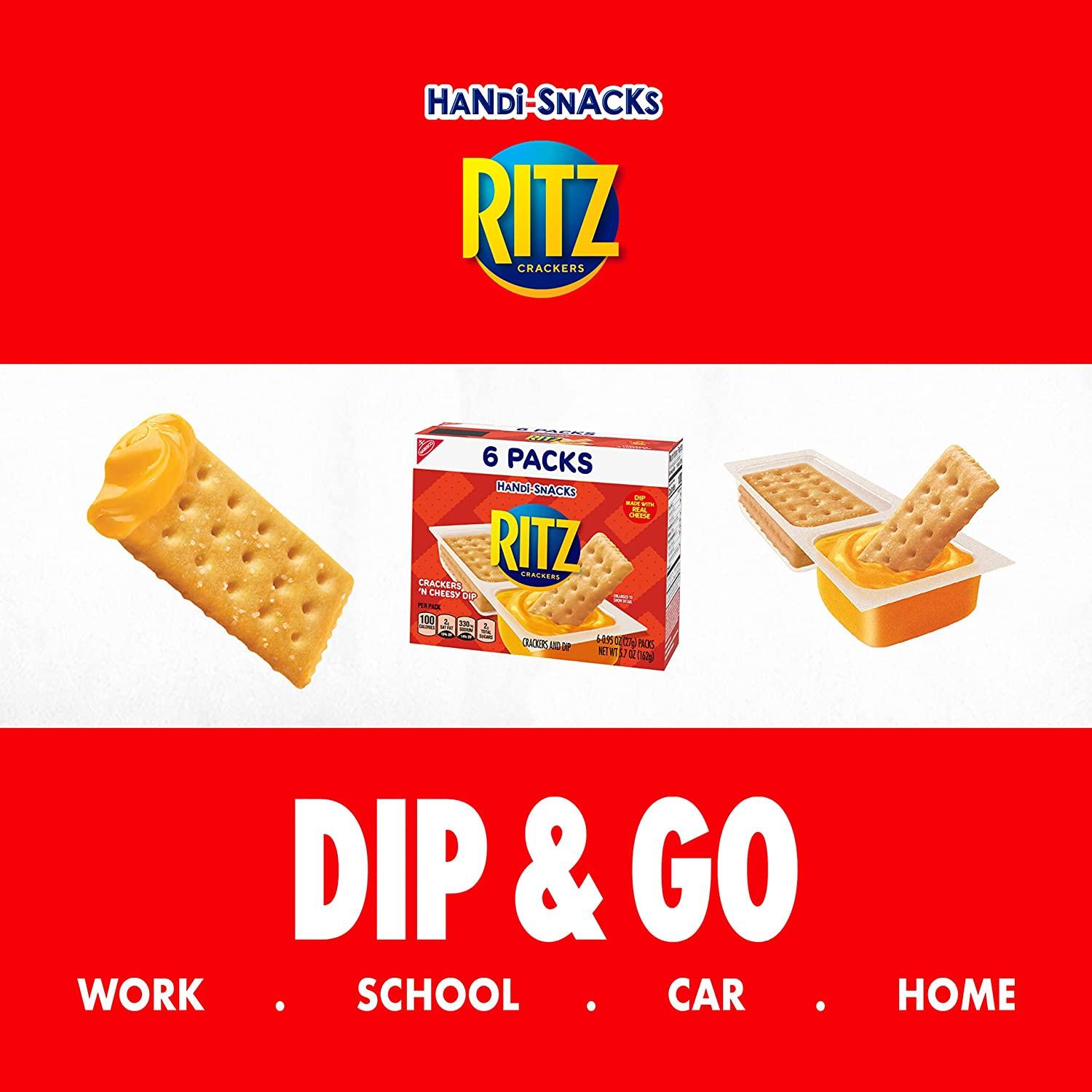 HandiSnacks RITZ Crackers 'N Cheesy Dip Snack Packs, 12 Boxes of 6