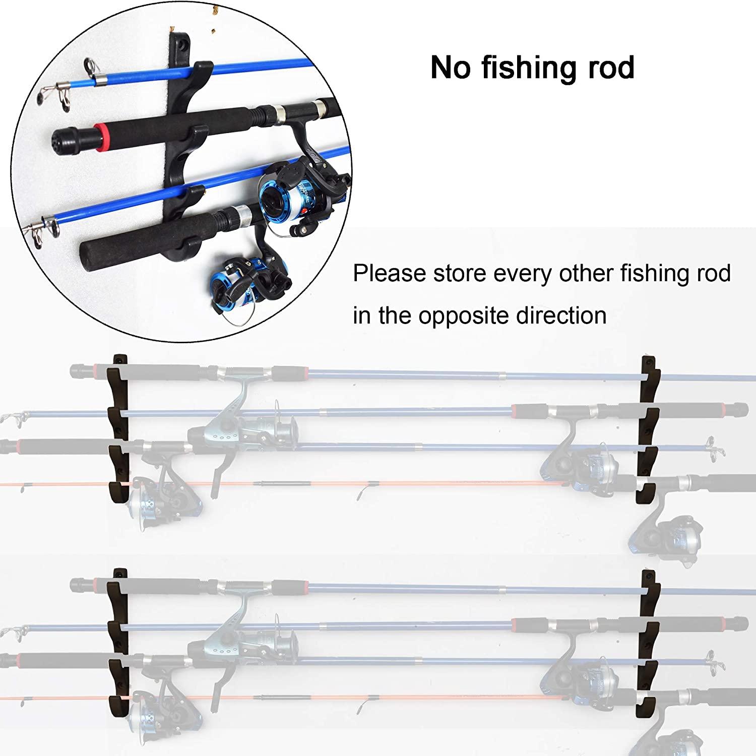 YYST Horizontal Fishing Rod Storage Rack Holder Wall Mount W Screws - No Fishing  Rod- to Hold 8 Fishing Rods