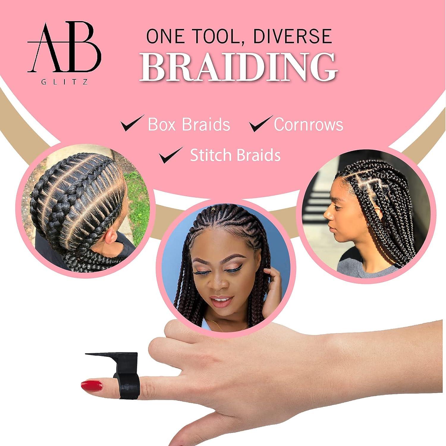 The Braid Aid Adjustable Finger Parting Tool - Stitch Braiding Tool, Finger  Comb Lightweight Hair Separating Tool - Great for Any Hair Type - Black