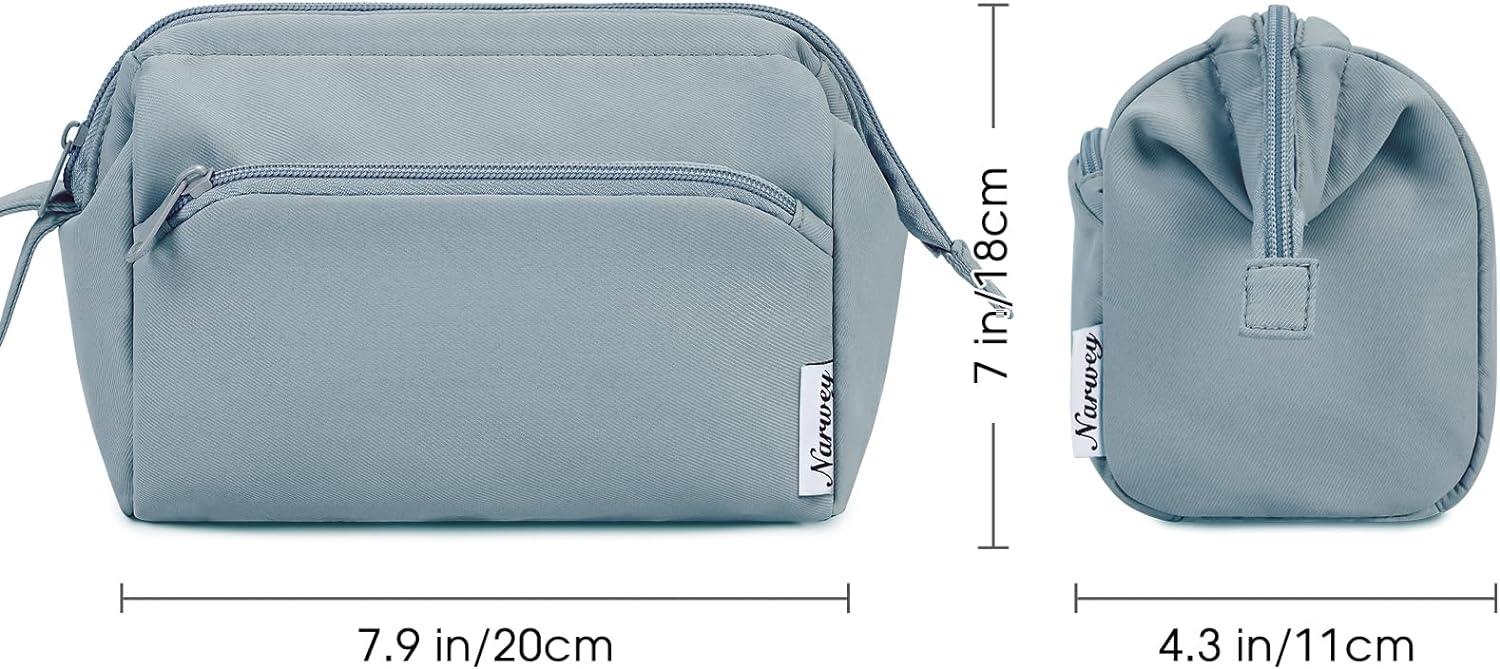 Narwey Large Makeup Bag Zipper Pouch Travel Cosmetic Organizer for Women (Large, Grey)