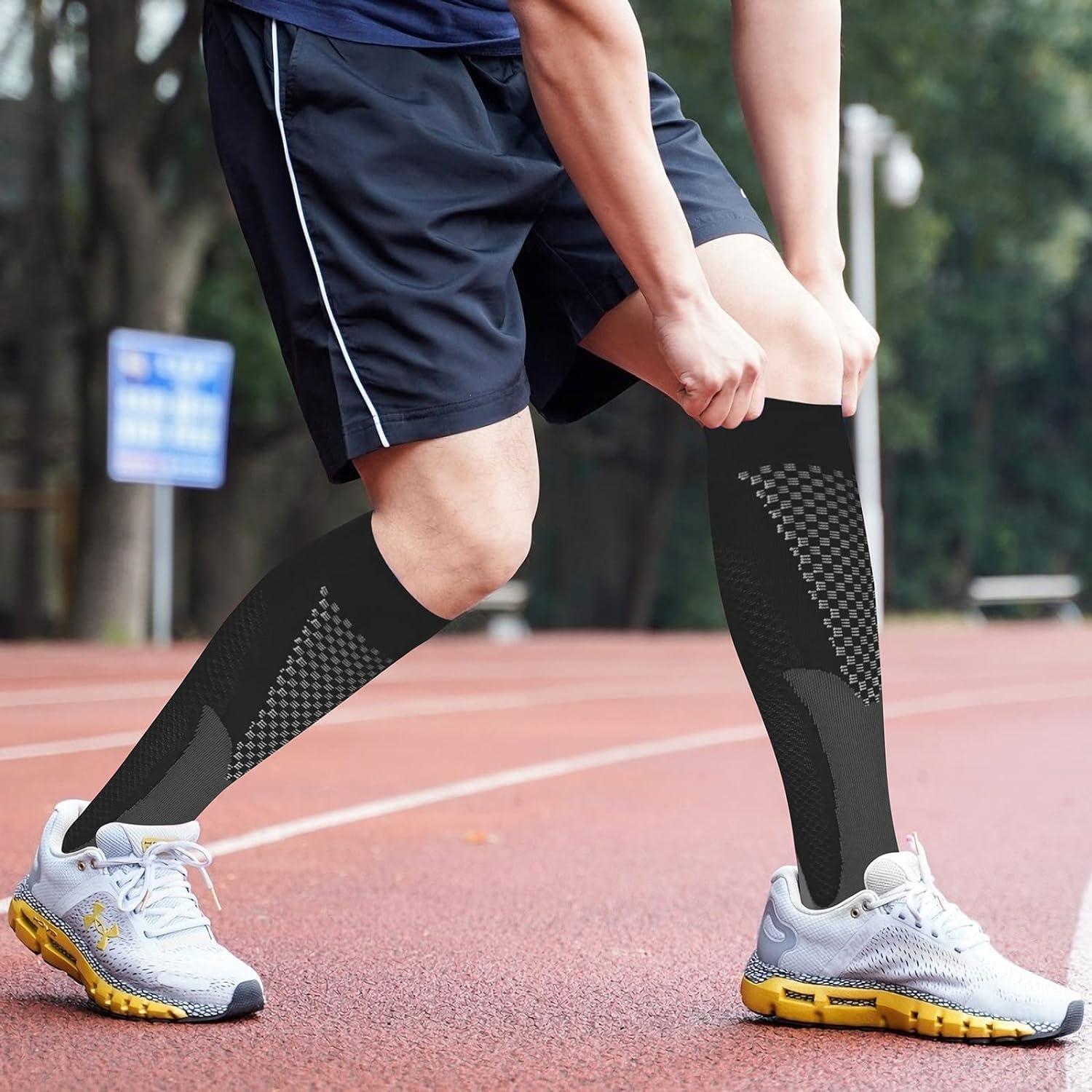 2 Pair Compression Socks 20 30mmHg Knee High Support Stockings for Men Women White L XL