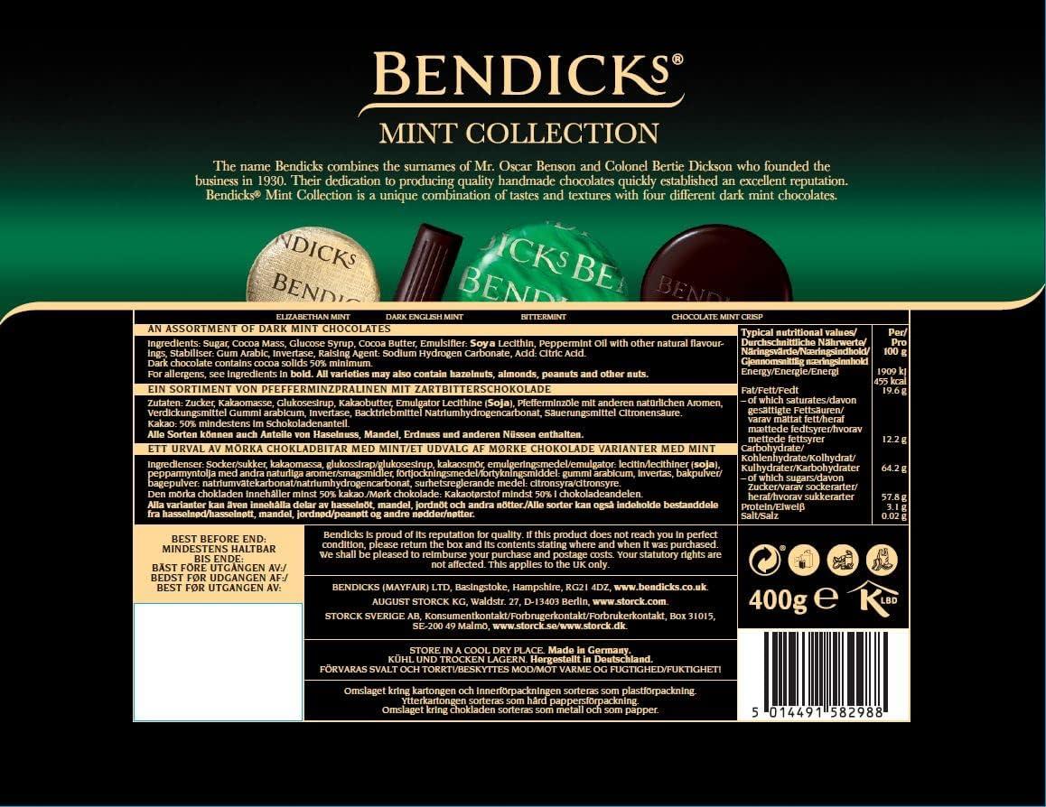 Bendicks Chocolate Mint Collection Vegan Ideal for Christmas 400 g