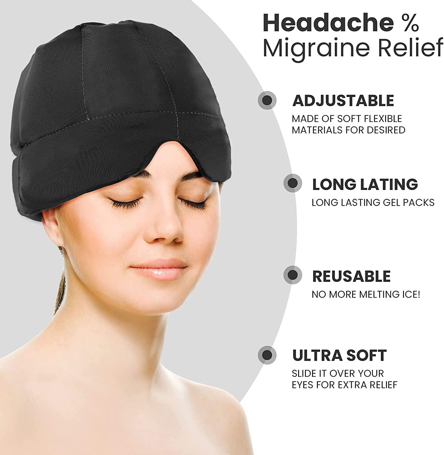 Gel Ice Headache & Migraine Relief Hat Wearable Flexible Headband Ice
