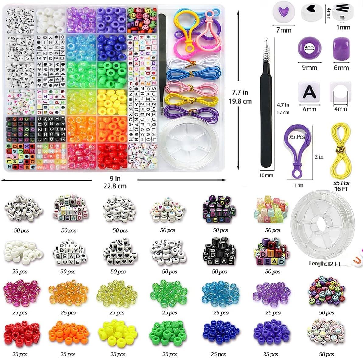 1000 Pieces Bracelet Making Beads Beads Beads Letter Alphabet Beads With 8  Colorful Elastic Bracele