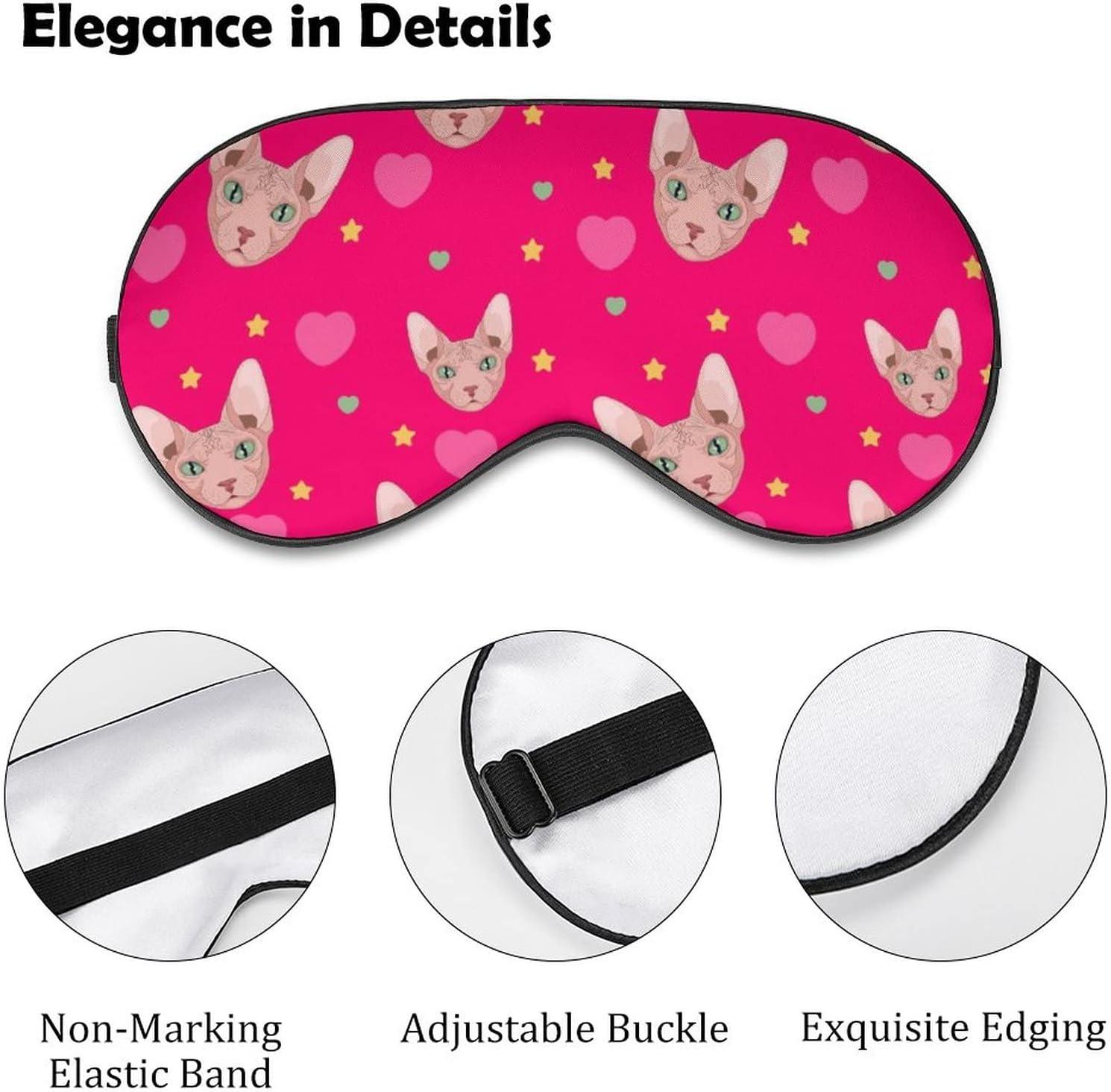 Love Sphynx Cat Face Sleep Mask Eye Cover for Sleeping Blindfold with