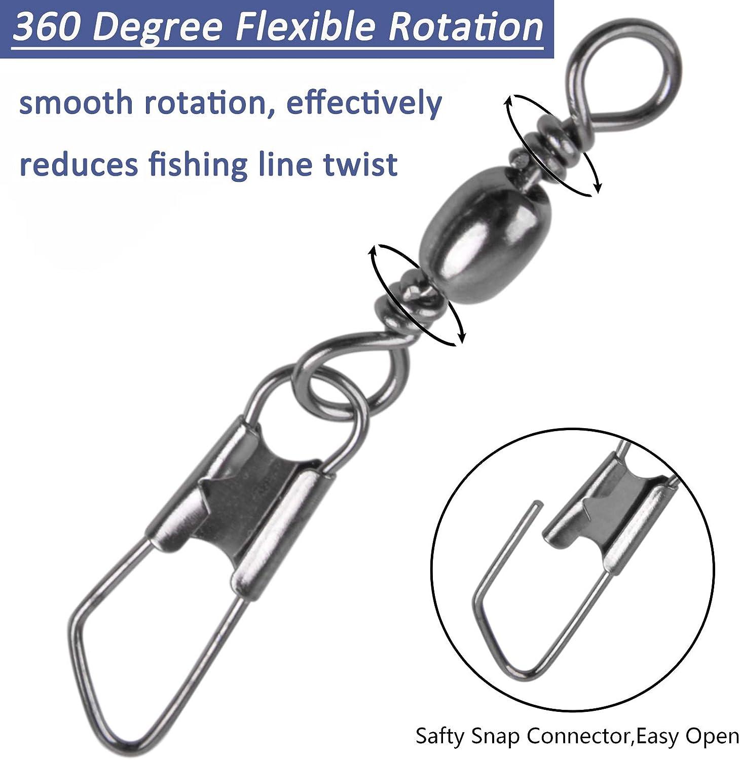 50PCS Duo Lock Snap Fishing Swivels Barrel Snap Ball Bearing Swivel Fishing  Tackle for Saltwater Fishing Freshwater Fishing