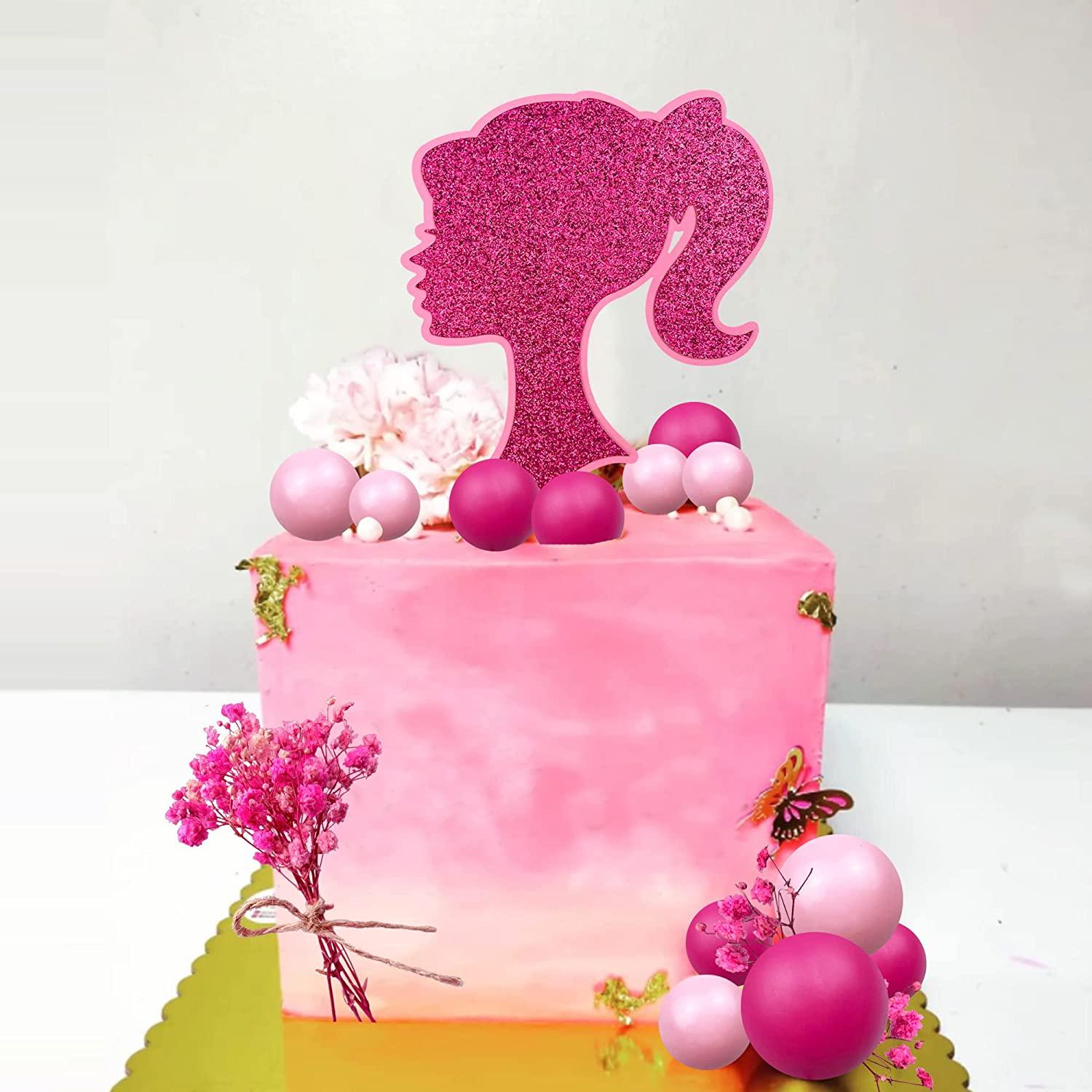 22 PCS Hot Pink Girl Cake Toppers Girl Theme Cake Decoration for