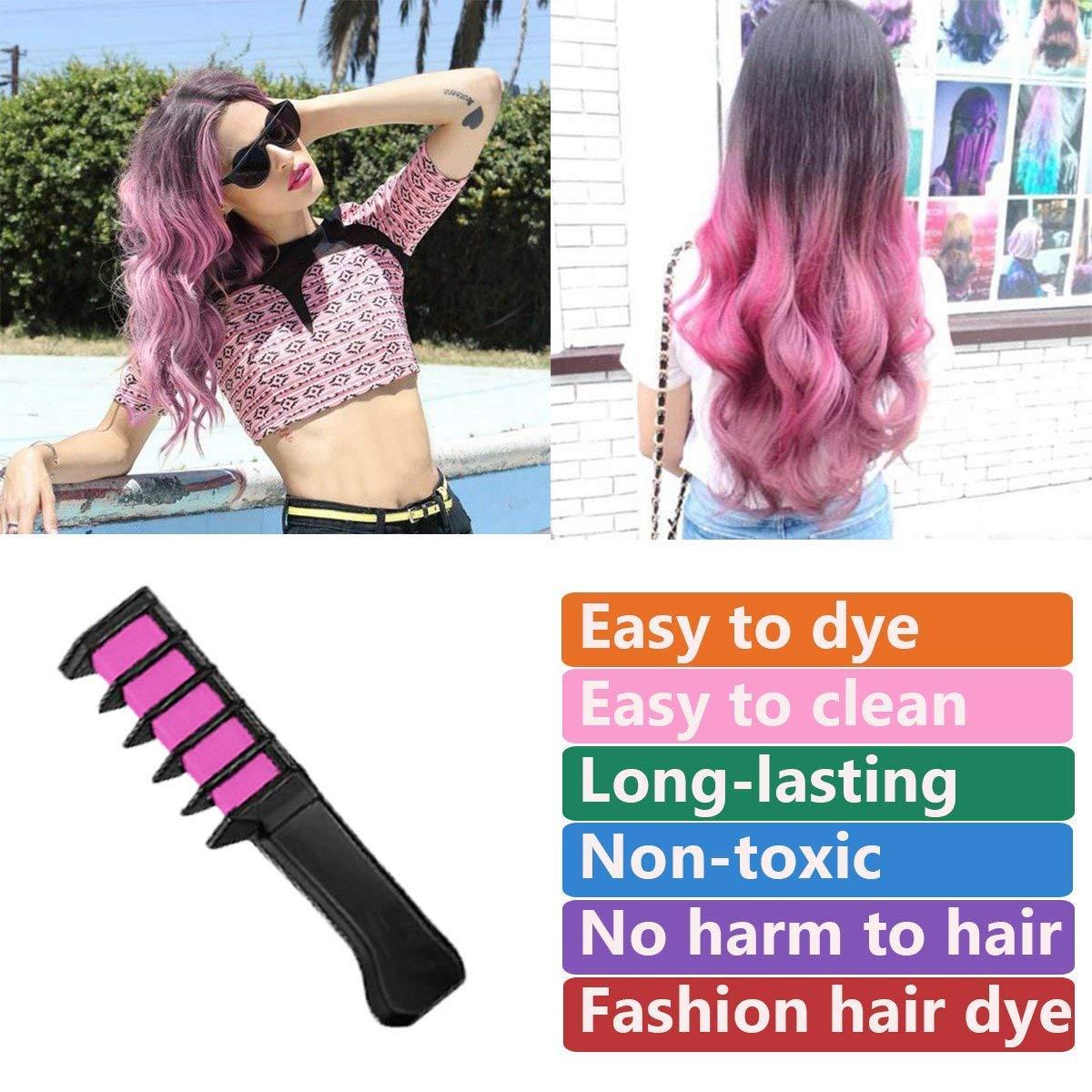 New Hair Chalk Comb Temporary Hair Color Dye for Girls Kids, Washable Hair  Chalk for Girls Age 4 5 6 7 8 9 10 Birthday Cosplay DIY, Halloween,  Christmas 6 Colors Purple, Blue, Green, Orange, Pink, Red