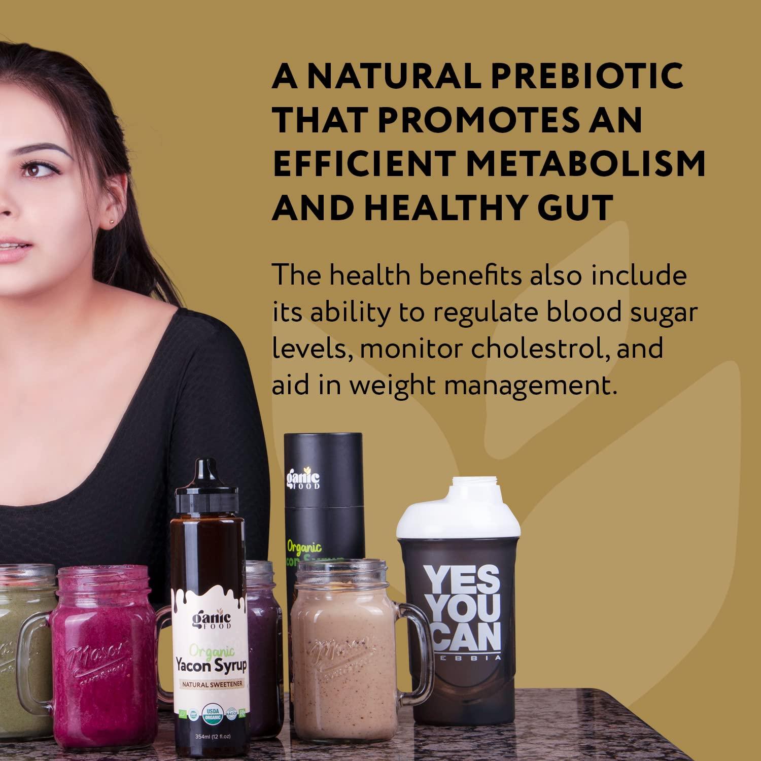 Organic Yacon Syrup by Ganic Food Low Calorie, Natural Sweetener Rich