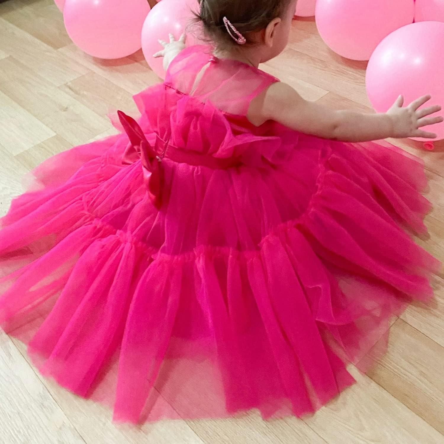 Inlefen Flower Princess Party Dress Tulle Wedding Bridesmaid battesimo