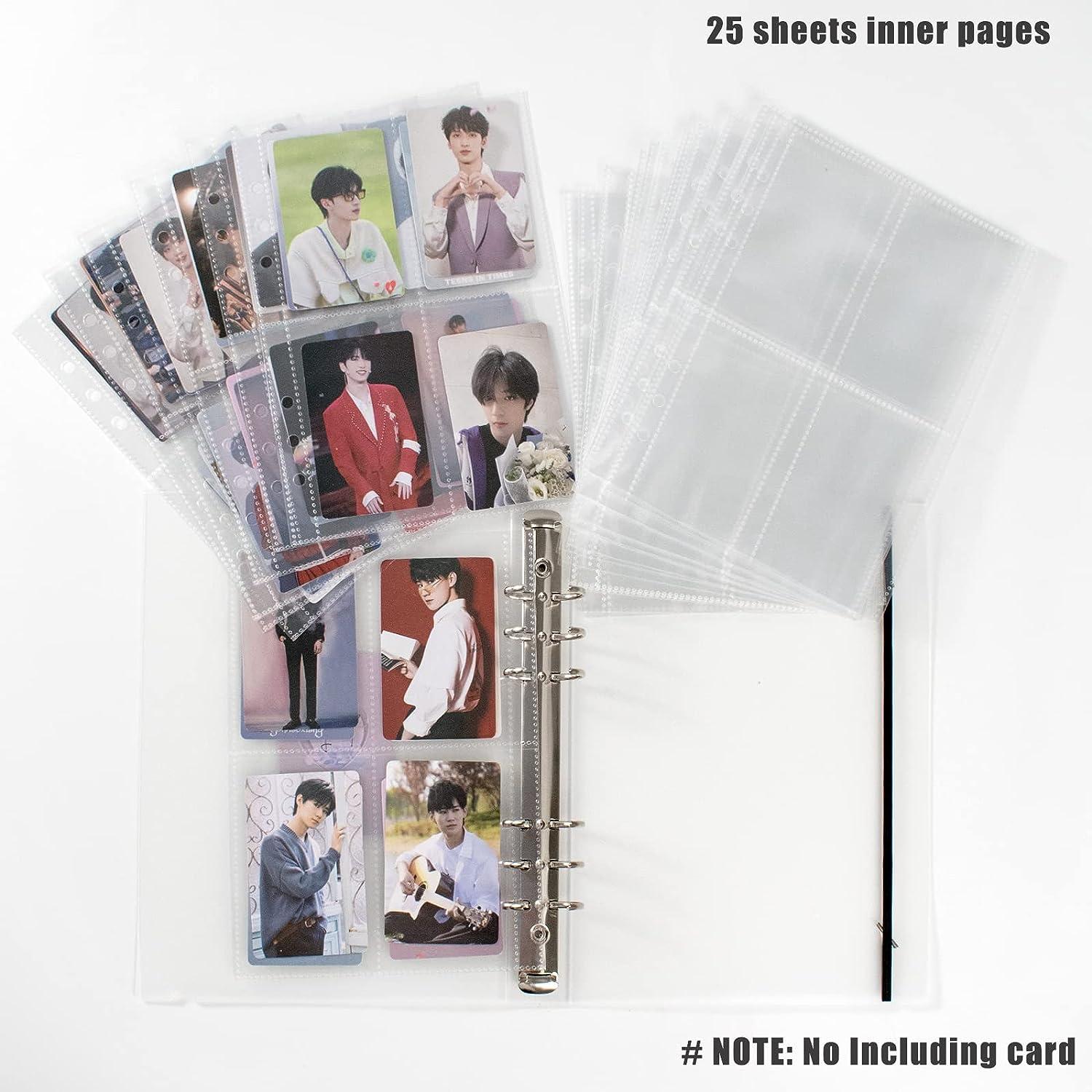 A5 Photocard Binder with 25 Pcs Inner 6 Ring, Korean Pop Photocard Holder  Book, Photocard Album, Clear K-Pop Album Photo Card Binder Book, 4 Photo