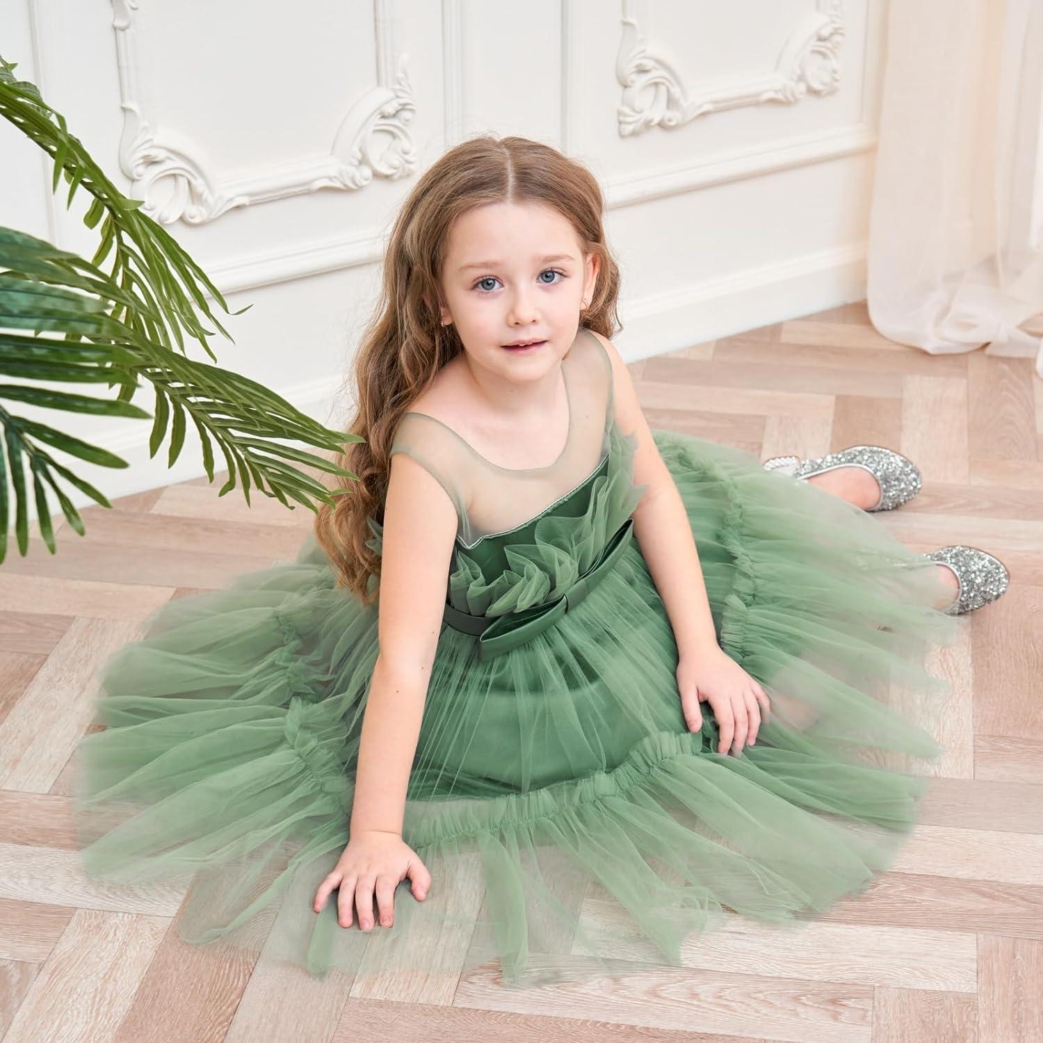 birthday dress for november Mint Green Baby Birthday Dress Puff Sleeve Princess Dress – marryshe
