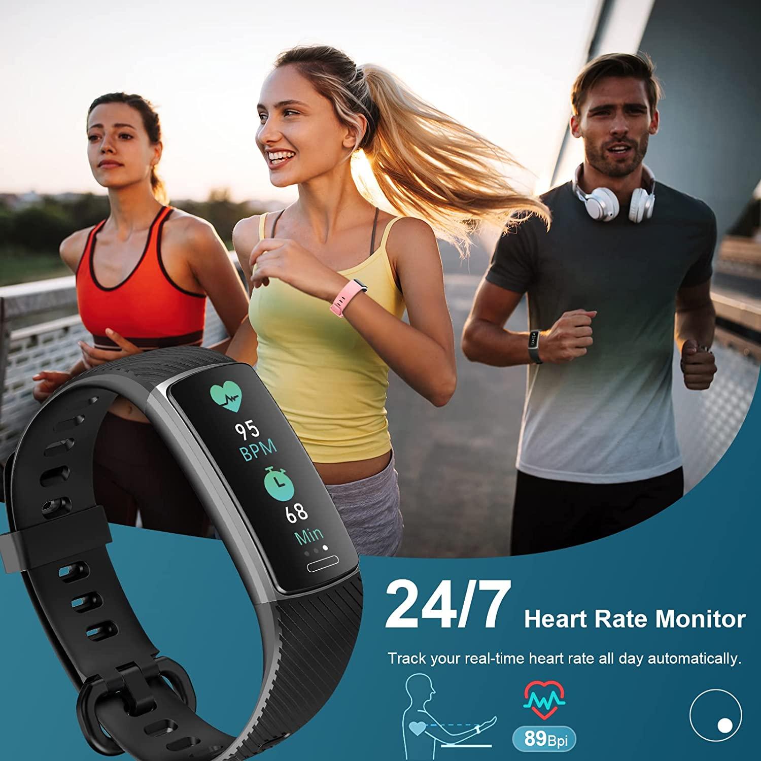 Livikey Fitness Tracker, Activity Tracker with Heart Rate Monitor & Sleep  Monitoring, IP68 Waterproof Pedometer, Calorie Counter, Health Fitness  Watch for Sports Workout, Step Tracker for Women Men Black