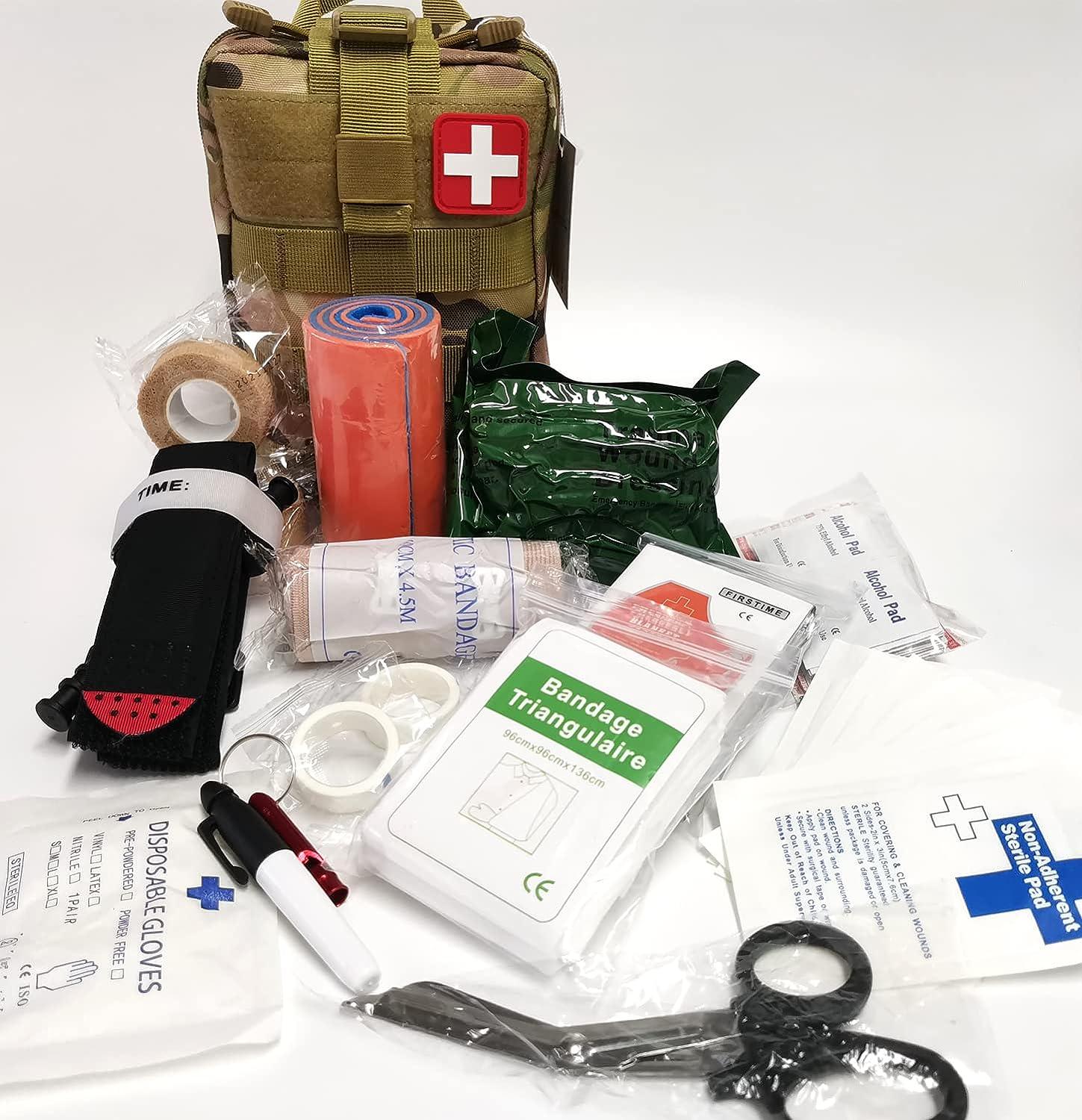 IFAK Kit, Trauma Kit Military Medical First Aid Kits with Tourniquet,  Emergency Survival Bug Out Bag for Camping Gear Supplies Hiking (Camouflage)