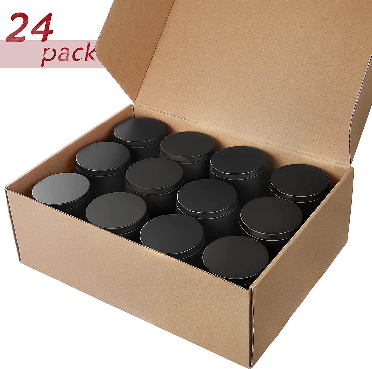 Bunhut Candle Tins,24 Pack 8oz Candle Tins for Making Candles,Bulk Candle  Jars with Lids,Candle Containers for DIY Candle Making,Black Candle  Tins,Empty Candle Jars for Making Candles (Black-8 oz) 