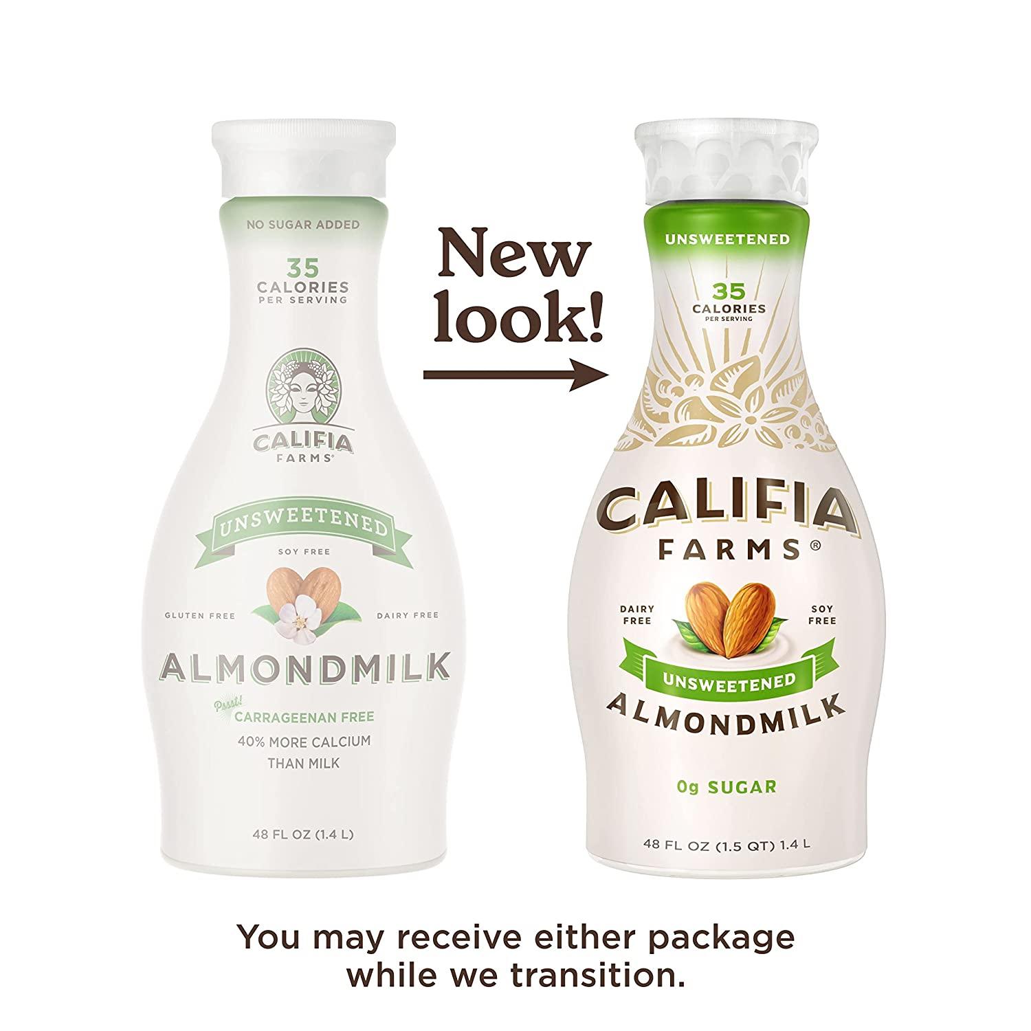 Califia Farms Unsweetened Almond Milk 48 Oz Dairy Free, Vegan, Keto