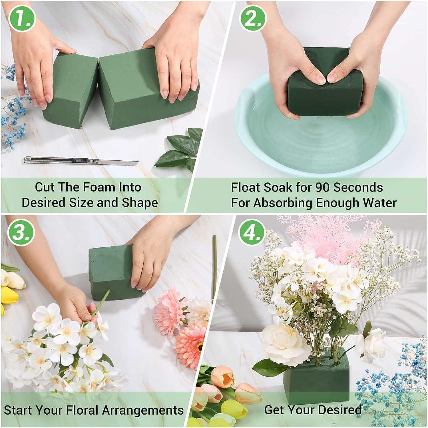 6 Pcs Floral Foam Blocks for Flower Arrangement (Larger Size 9 L x 4.3 W x  3 H) Wet and Dry Green Floral Foam for Wedding, Birthdays, Home Decorations