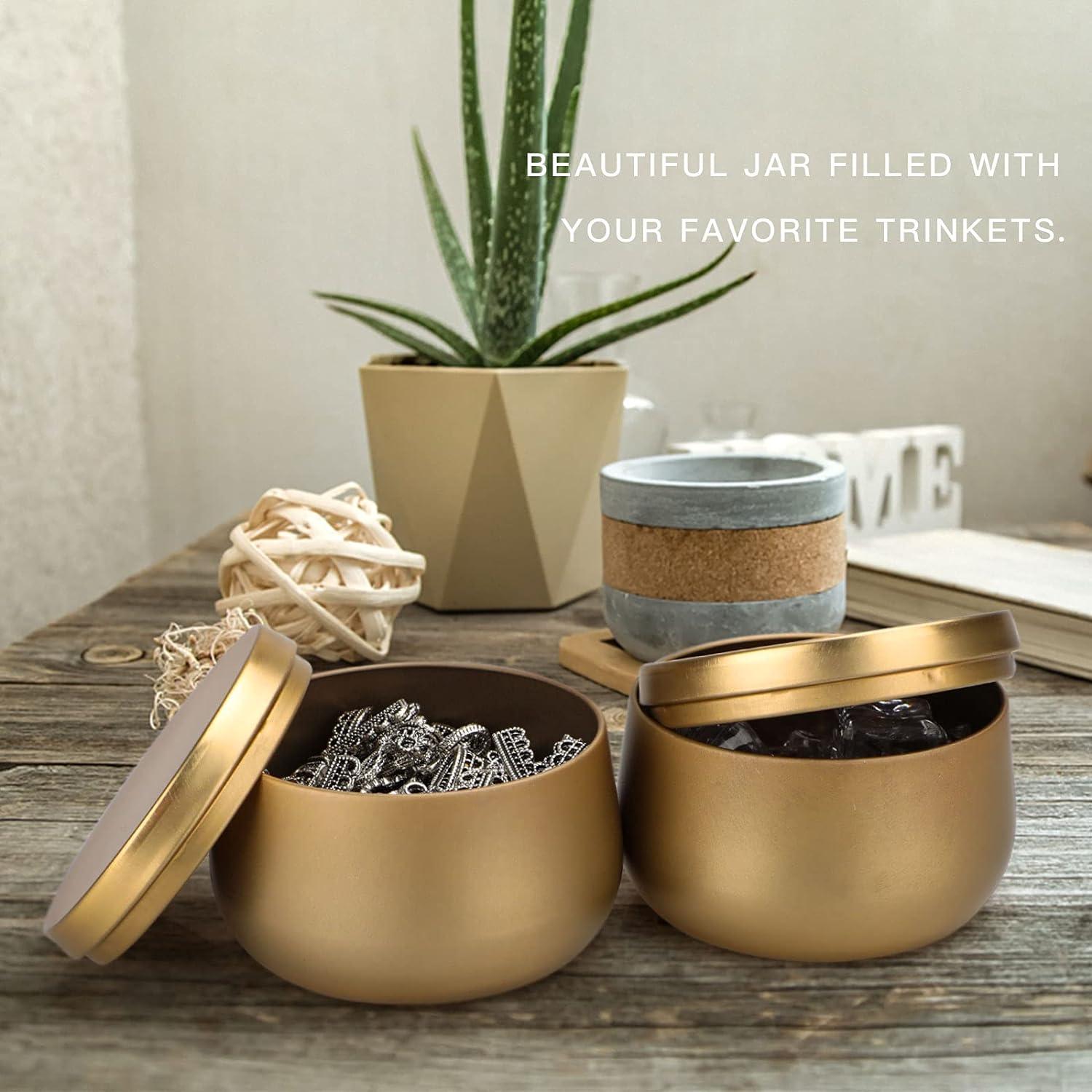 TJH 24 Pieces Candle Tin, 4 oz Holiday Candles, Candle Containers, Travel  Tins, Candle Jars for Candle Making (Frosted Gold)