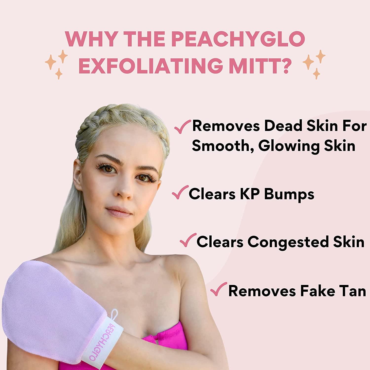 Peachyglo Deep Exfoliating Glove for Body 2pc Shower Scrubbing Mitt