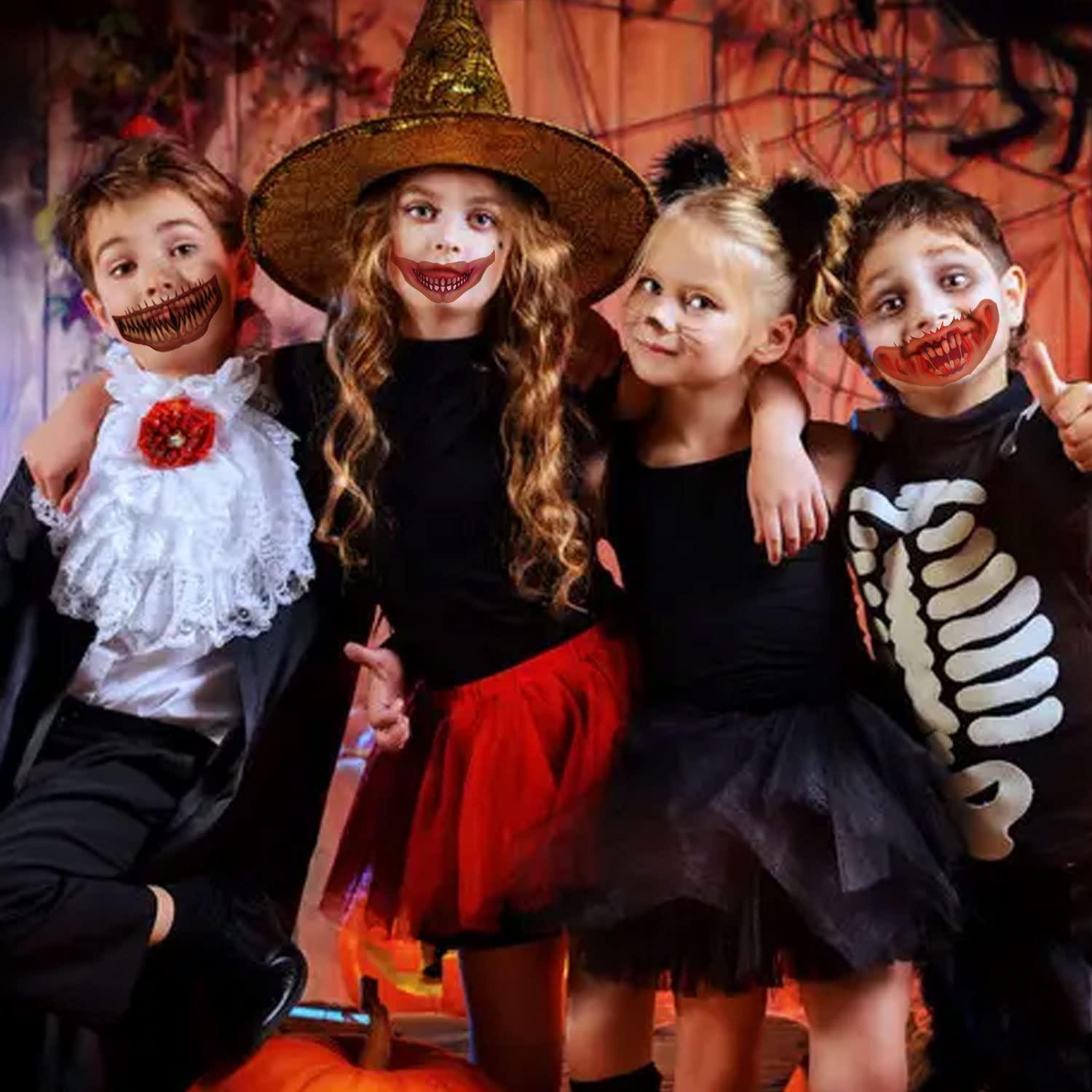 Halloween Clown Horror Mouth Temporary Tattoo Stickers 10Pcs