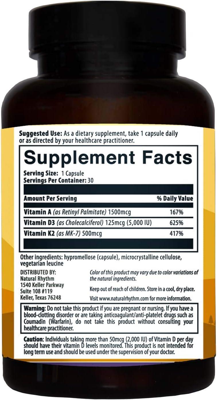 Natural Rhythm Bone & Heart Bundle Triple Calm Magnesium 150mg 120 Capsules + Vitamin D3 + K2