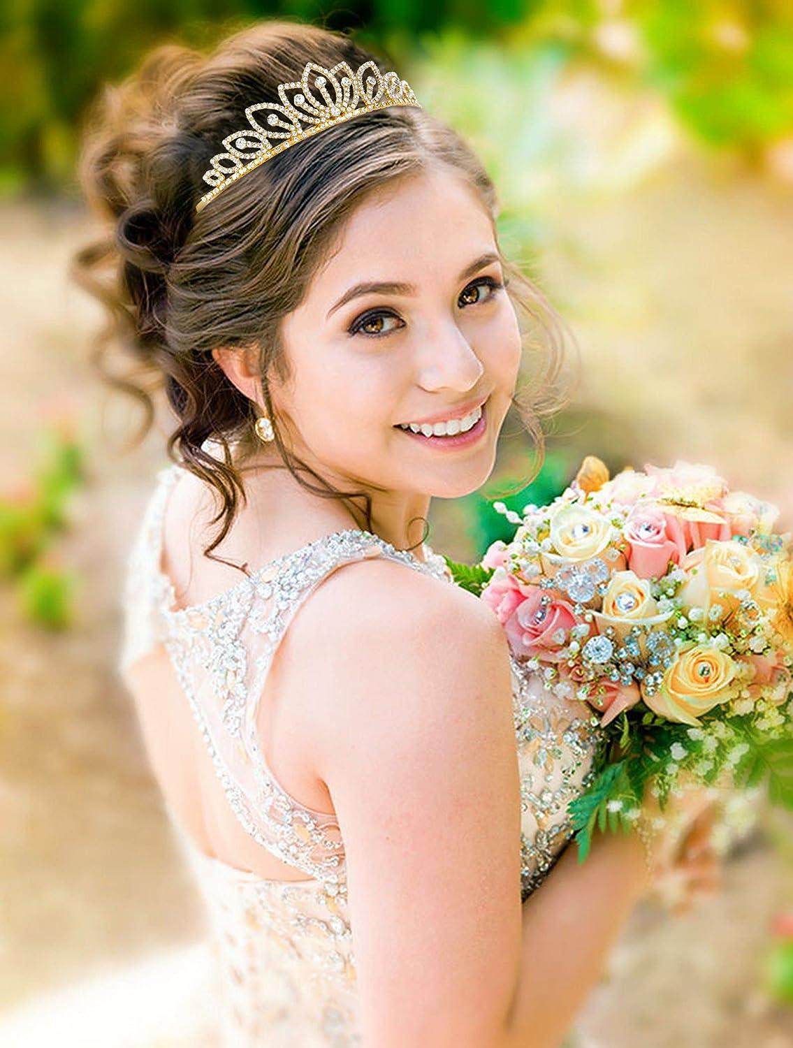 TOBATOBA Princess Tiara for Girls Gold Tiaras and Crowns for Women
