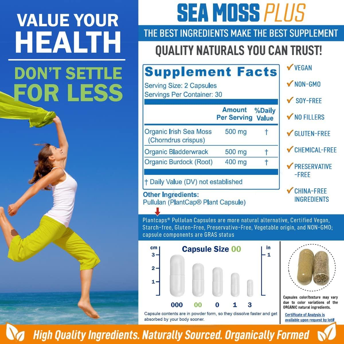 Power By Naturals Certified Organic Sea Moss Plus Supplements with