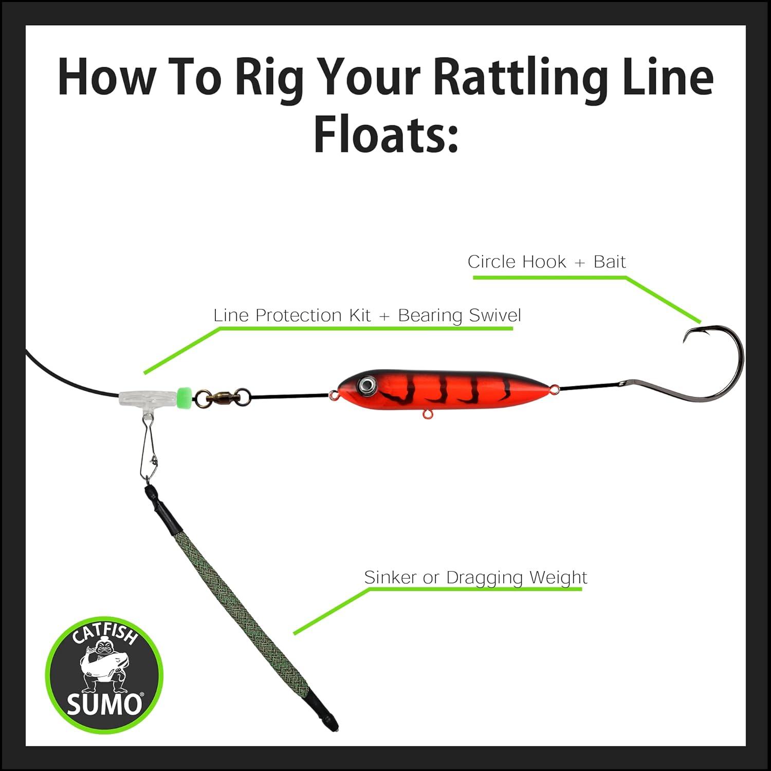Catfish Rattling Line Float Lure for Catfishing Demon Dragon Style Peg for Santee  Rig Fishing 4 inch (3-Pack Demon Tiger)