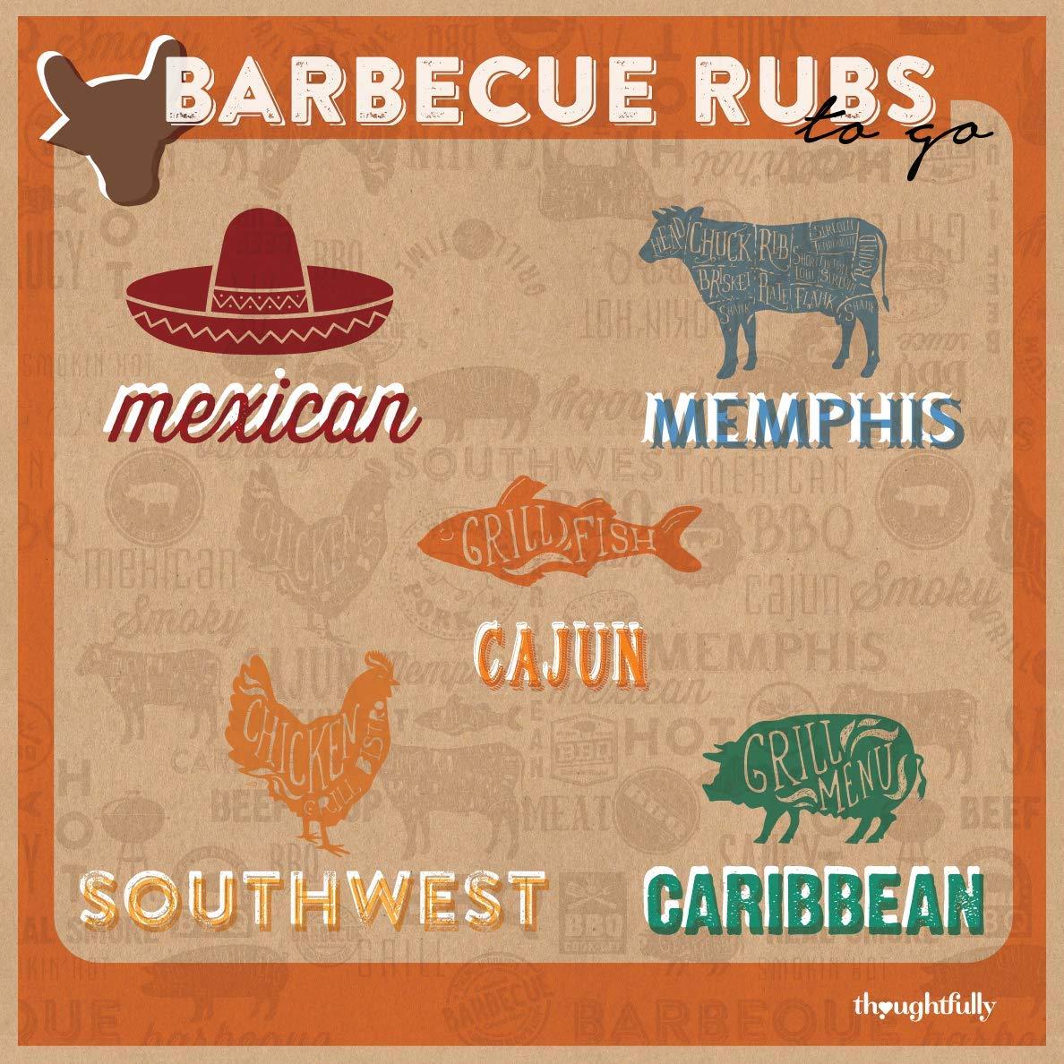 Thoughtfully Gourmet Barbecue Rubs To Go Grill Edition Gift Set Includes 5 Unique BBQ Rubs