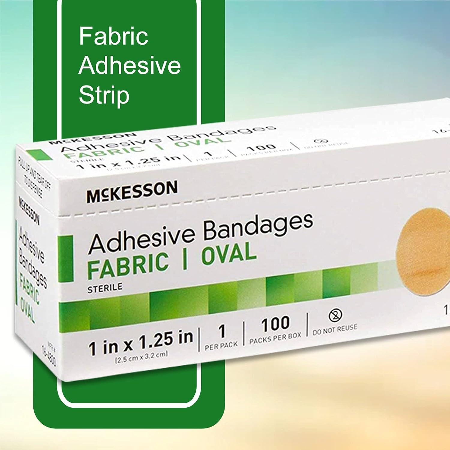 McKesson Adhesive Bandages Sterile Fabric Oval 1 in x 1 1/4 in 100