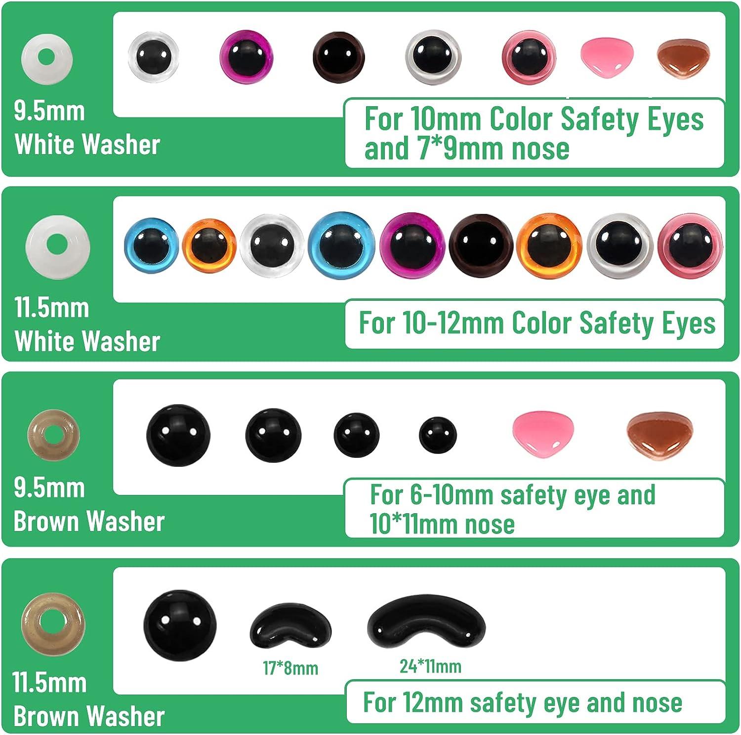 TOAOB 780pcs Black Plastic Safety Eyes with Washers 6mm to 12mm Colorful  Craft Safety Eyes and Noses Set for Stuffed Animals Amigurumis Crochet  Bears Doll Making