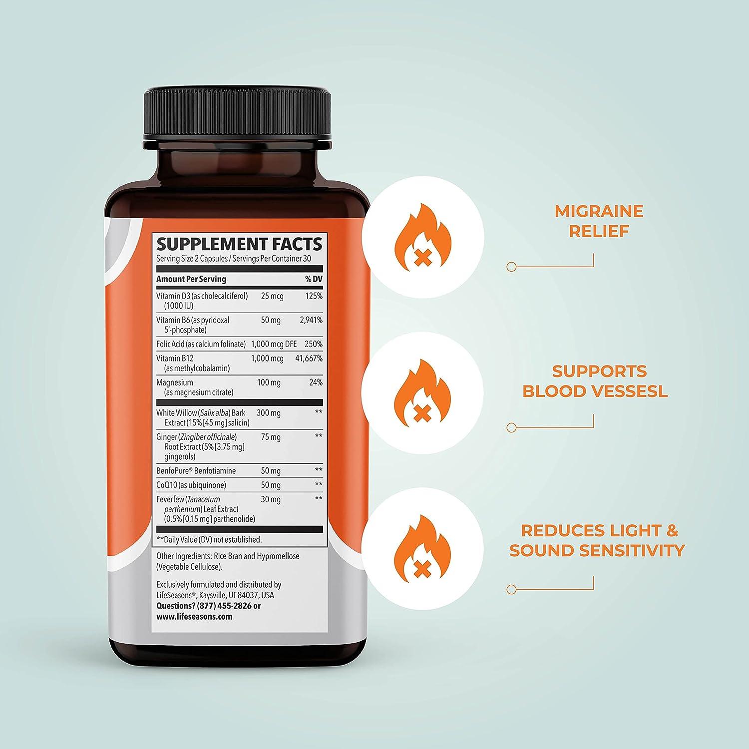 Life Seasons MigraT Migraine Relief Supplement Natural Headache