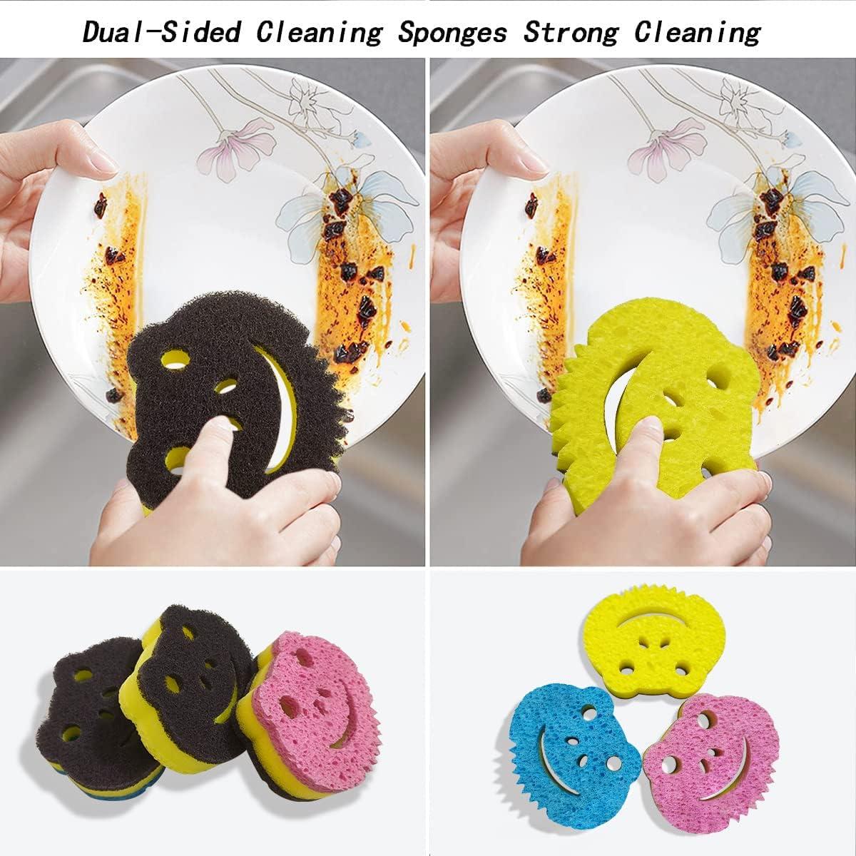 8 Packs Heavy Duty Scrub Sponge, Dual-Sided Dish washing & Cleaning Sponge