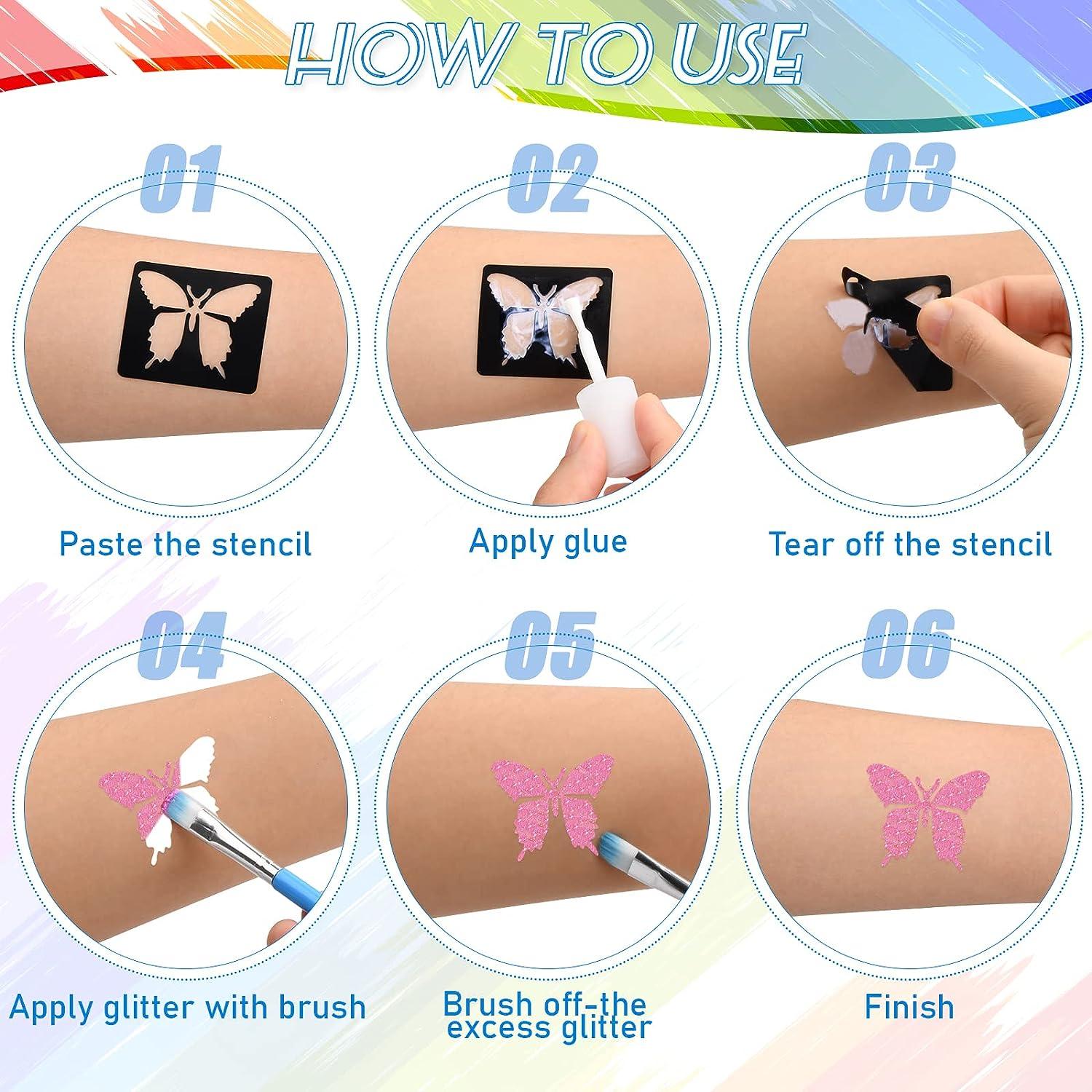 Temporary Glitter Tattoos Kit Stunning Fake Tattoo Kit with 26 Large