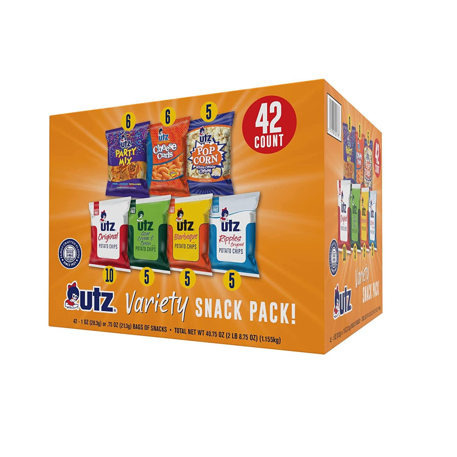 Utz Snack Variety Pack 42 Count(Pack of 1)Individual Snacks Includes