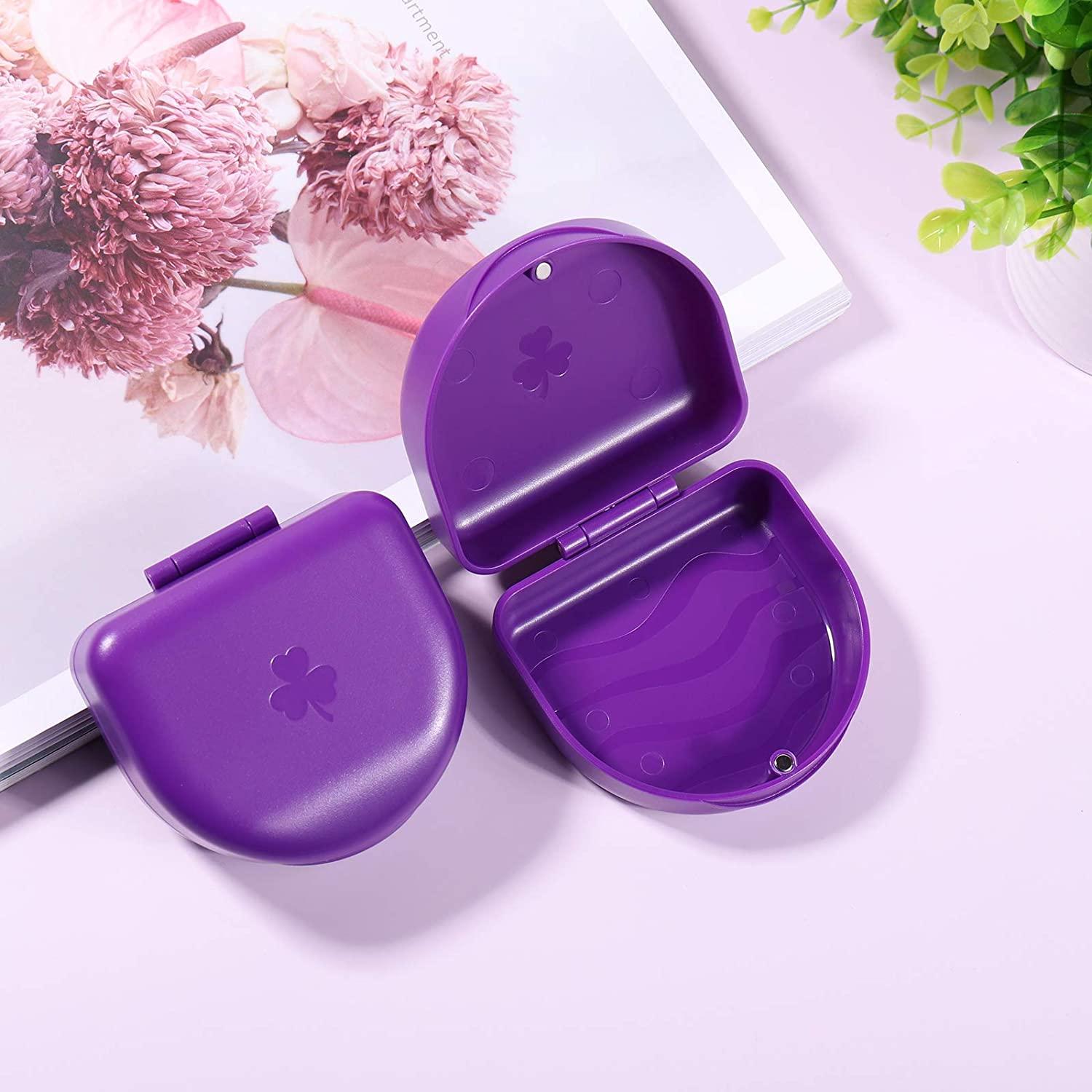 (2 Pack) Retainer Case,Solid Orthodontic Retainer CasesPurple