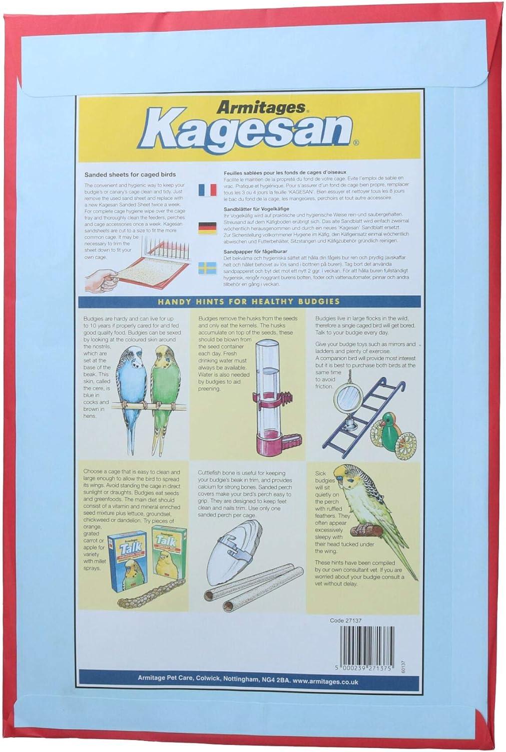 AB Tools 5 Sanded Sheets Sandpaper Bird Cage Bottom Budgies Caged Birds 28x43cm