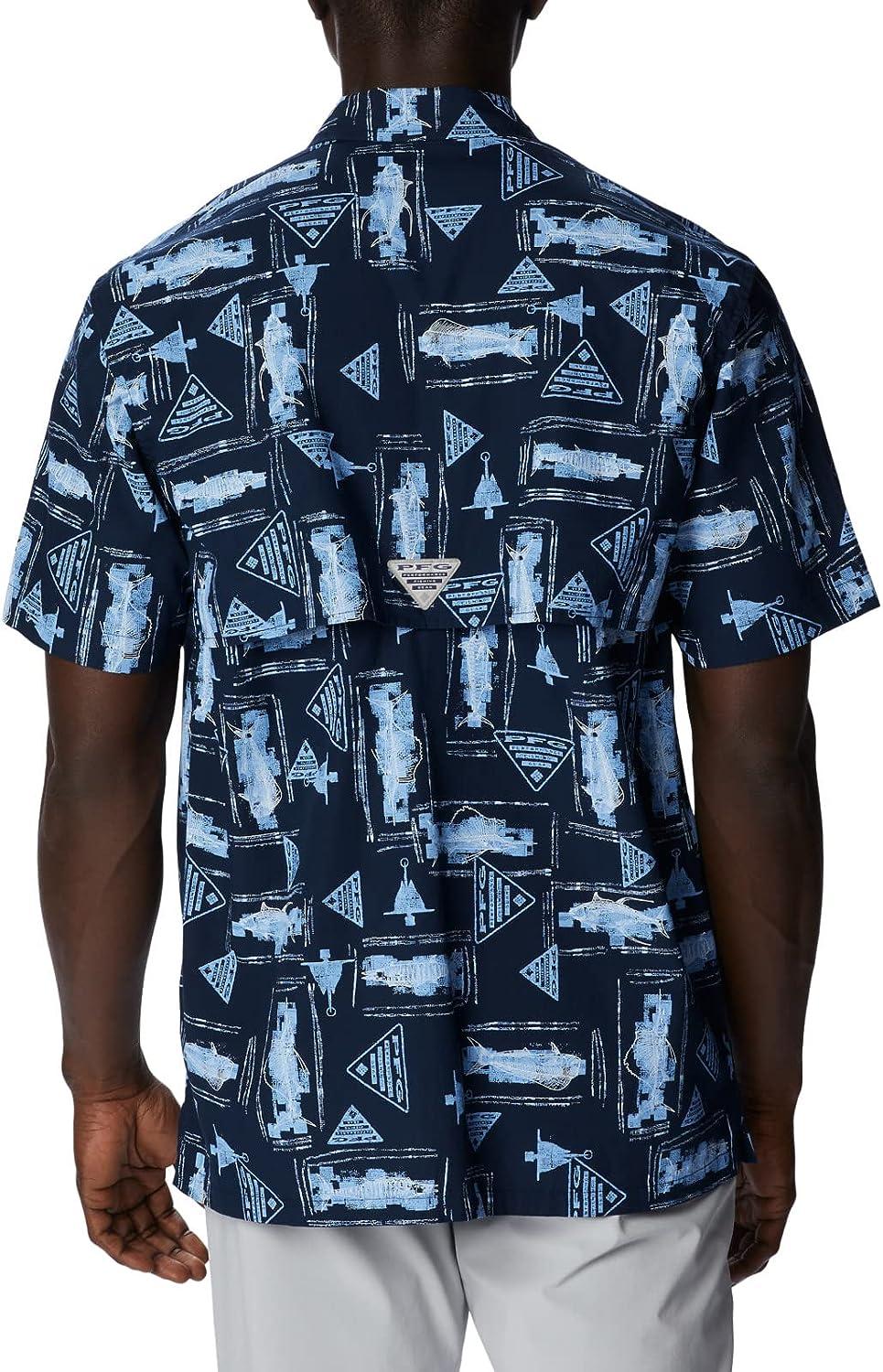 Columbia Men s Trollers Short Sleeve Shirt Collegiate Navy Anchors Up XLT