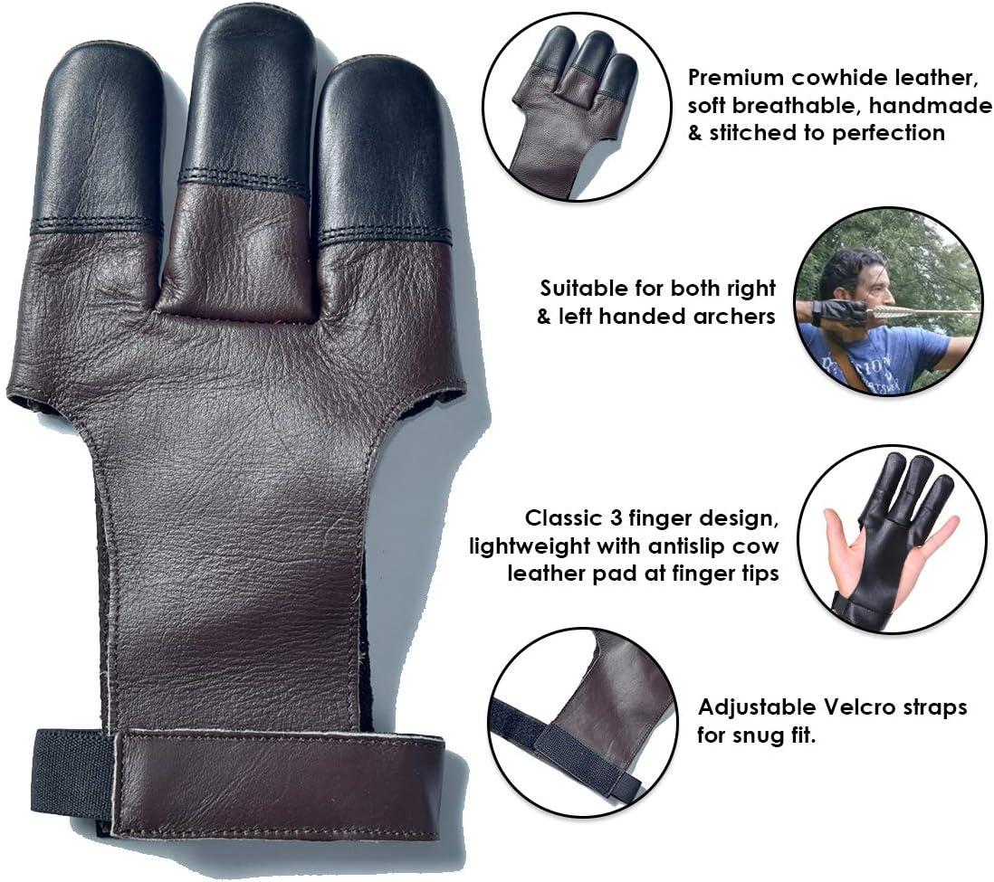 Guanto Da Tiro Con Arco Seektop 3 Dita - In Pelle Per Caccia E Tiro, Per Principianti E Esperti - Foto 2