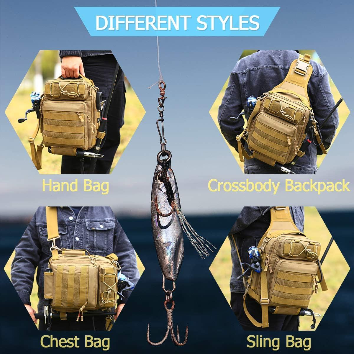 Compact Fishing Tackle Bag, Fishing Bag with Tackle Box and Rod