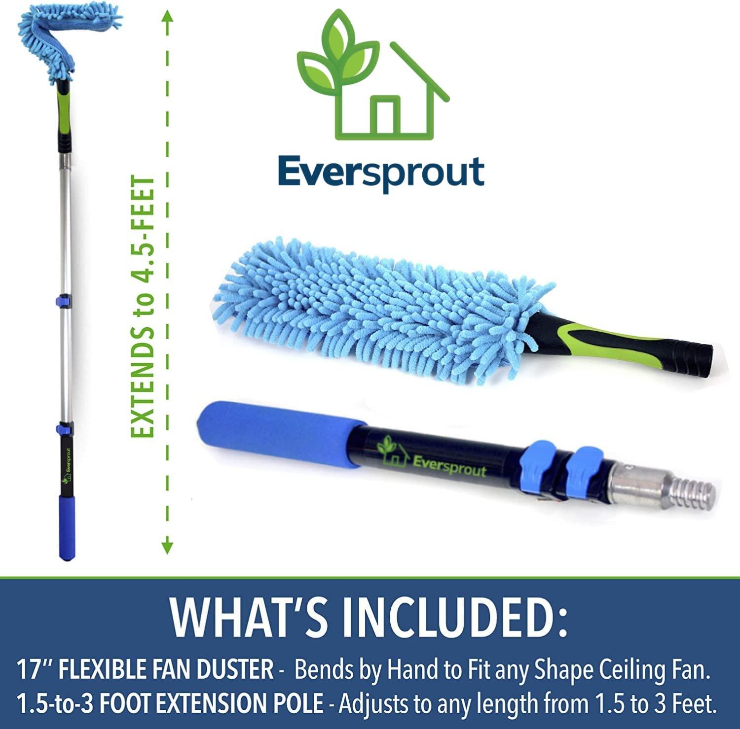 Eversprout Flexible Microfiber Ceiling Fan Duster with Extension Pole