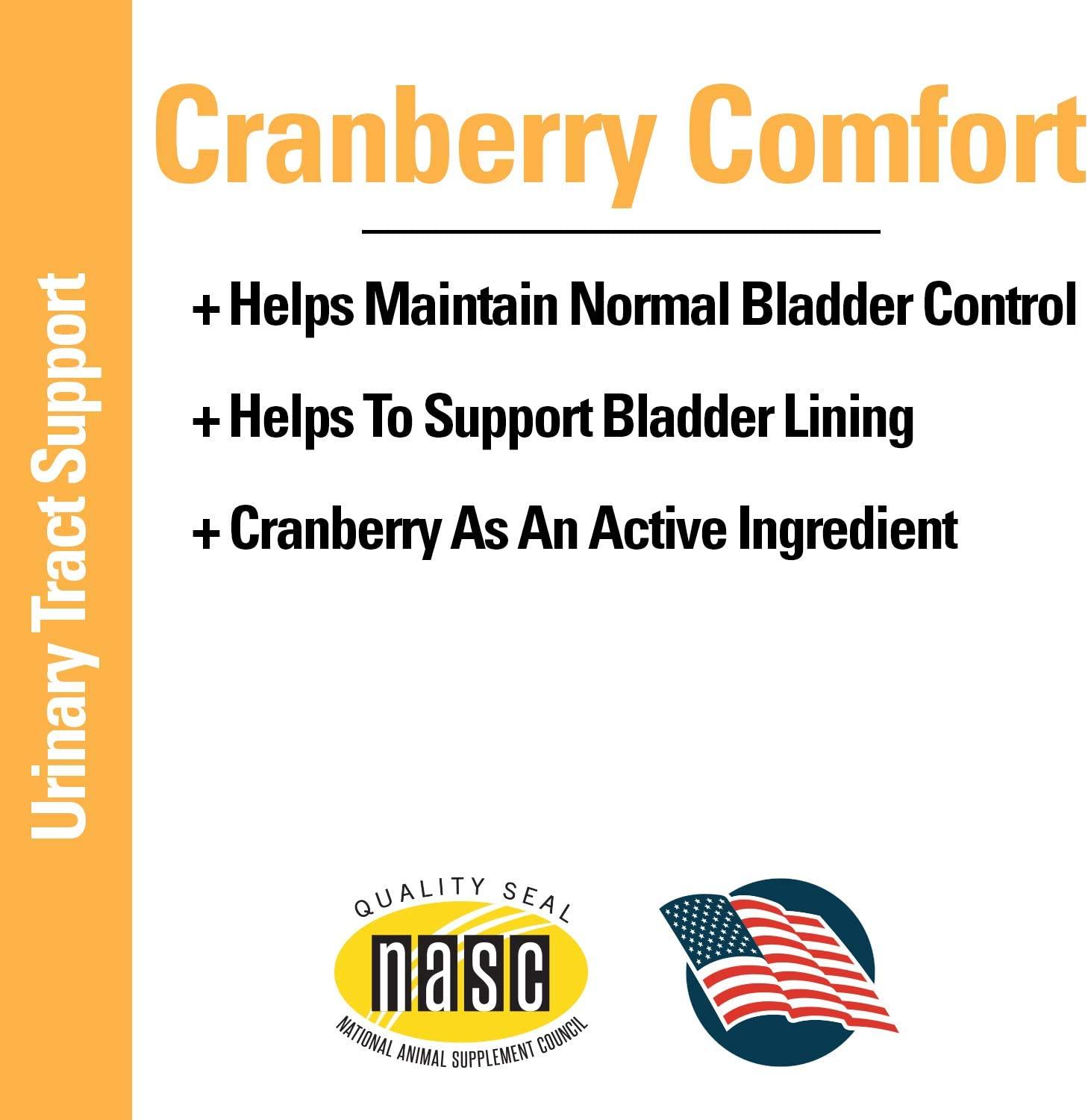 Vet Classics Cranberry Comfort Urinary Tract Supplement for Dogs Cats Bladder Health Incontinence Support 120 Soft Chews