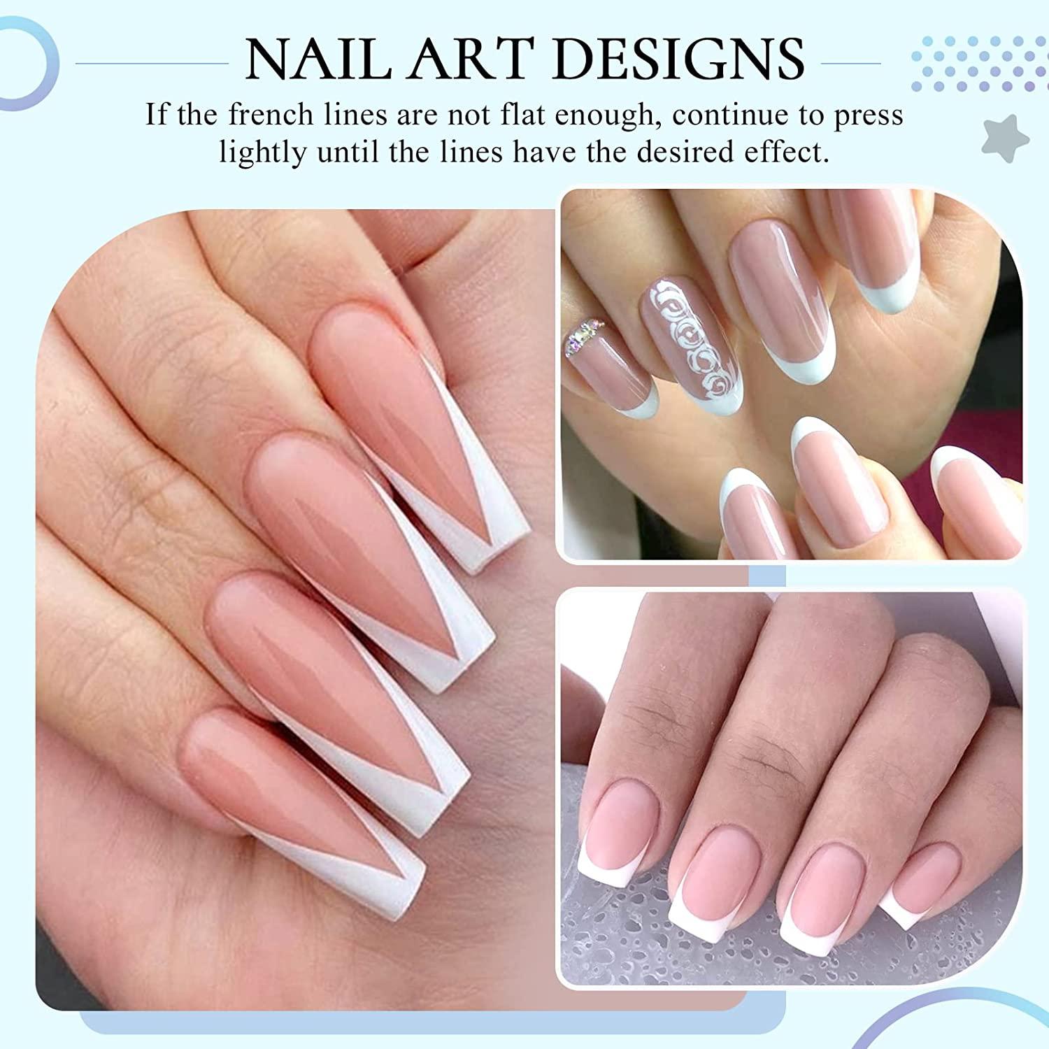French Manicure Nail Art Designs Stickers, Self-Adhesive Nail Tips Guides  for DIY Decoration Stencil Tools - AliExpress