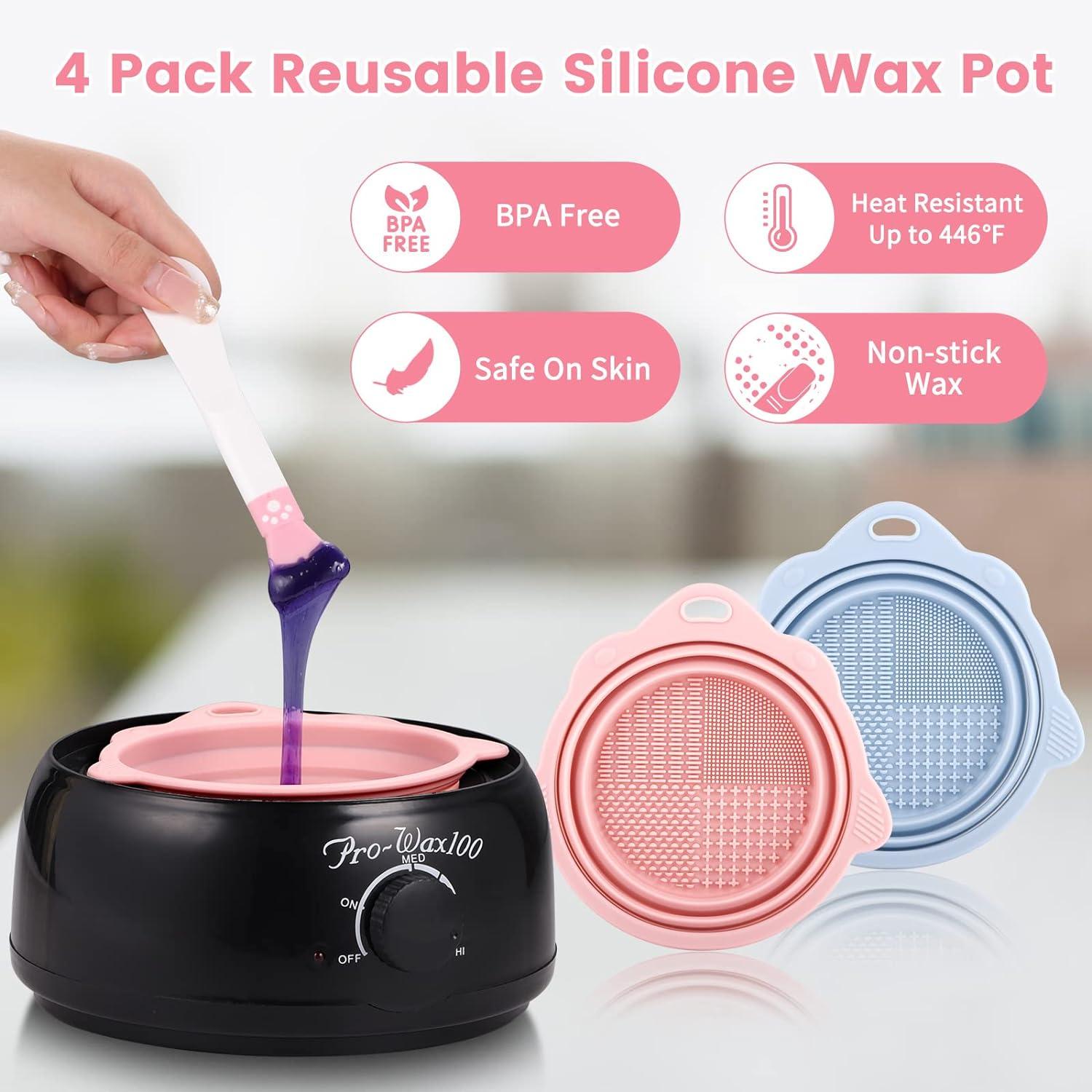  2 PCS Silicone Wax Warmer Liner Nonstick Wax Pot Replacement  Wax Warmer Liner Bowl with Wax Spatula, Heat Safe,Easy Clean,Reusable &  Foldable Waxing Liner for All Kinds of 16oz Wax