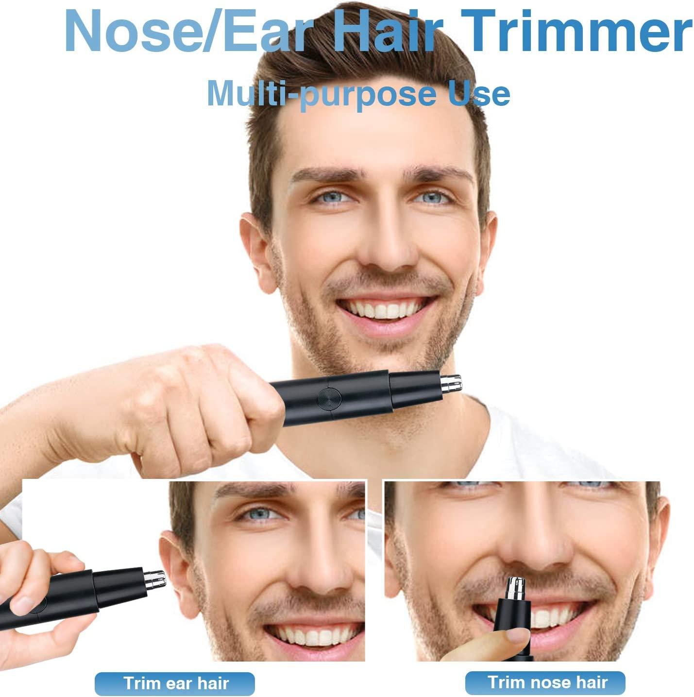 Nose and Hair Trimmer,2021 Professional Painless Nose Hair Removal Clipper  for Men and Women,Electric Dual-Edge Stainless Steel Blades Mute Motor  Facial Hair Trimmer Easy to Clean