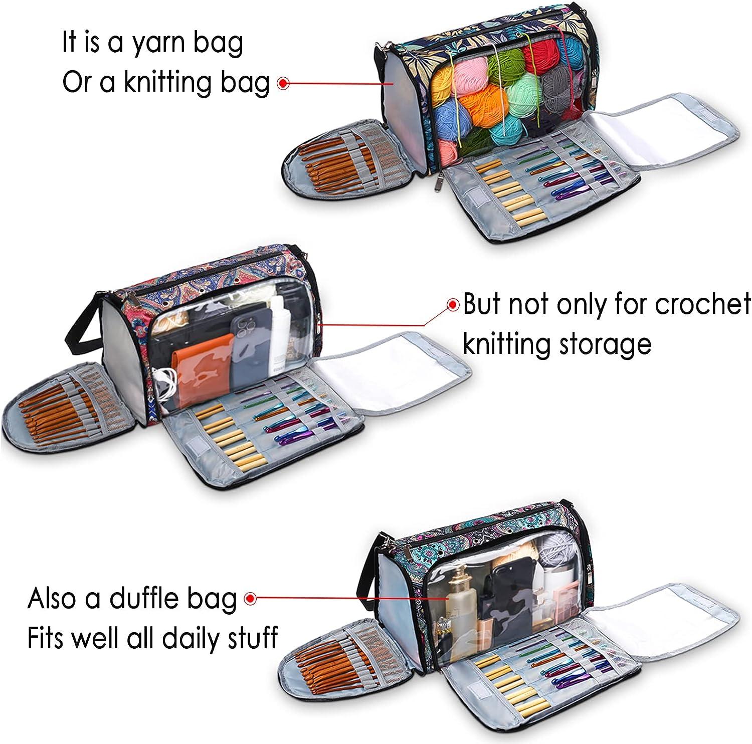 MZCXMAO Knitting Bag Crochet Storage Organizer Large Crochet Bag